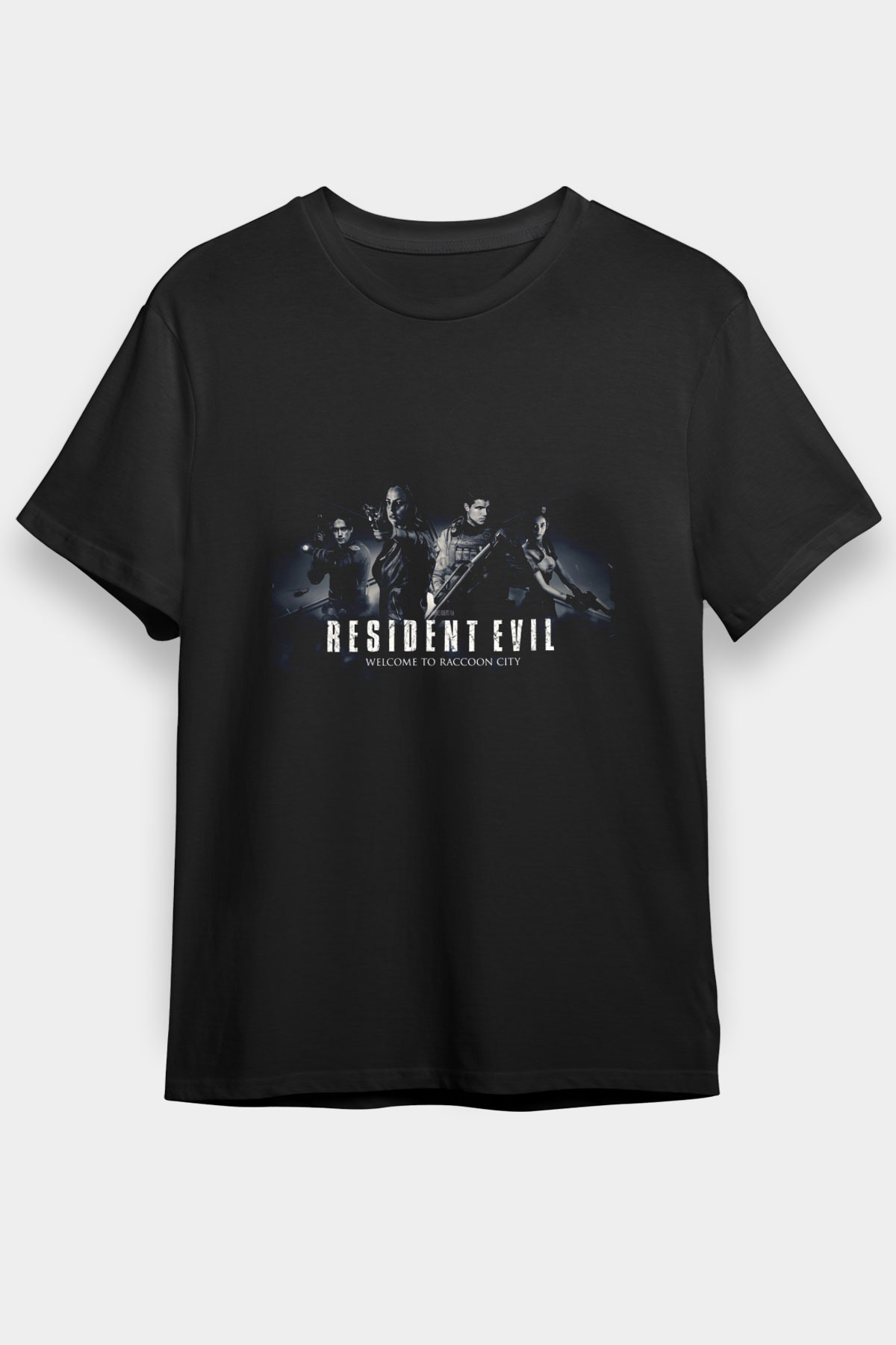 Unisex Resident Evil Raccoon Şehri (Resident Evil Welcome to Raccoon City) Baskılı Siyah T-Shirt