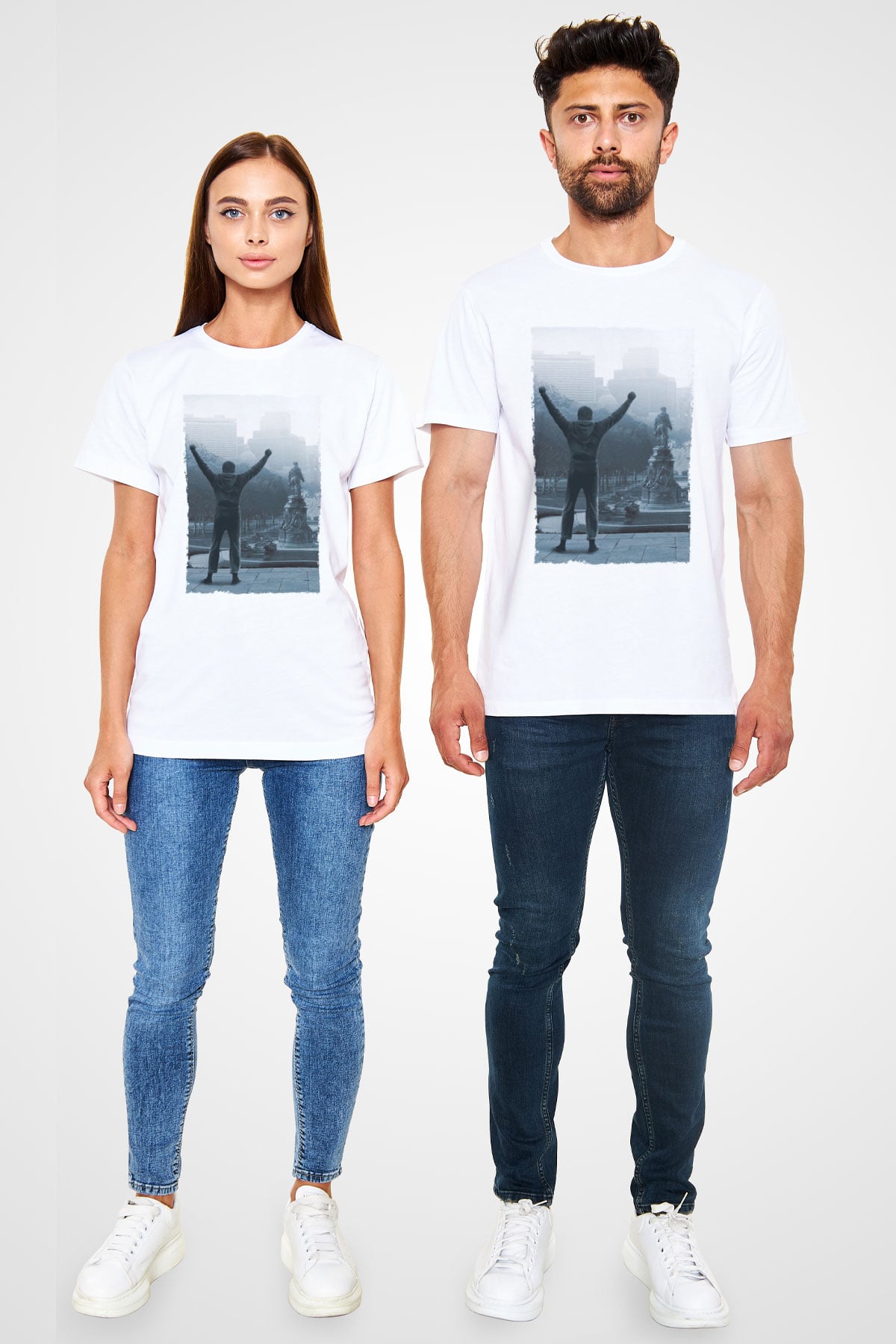 Unisex Rocky Baskılı Beyaz Tshirt