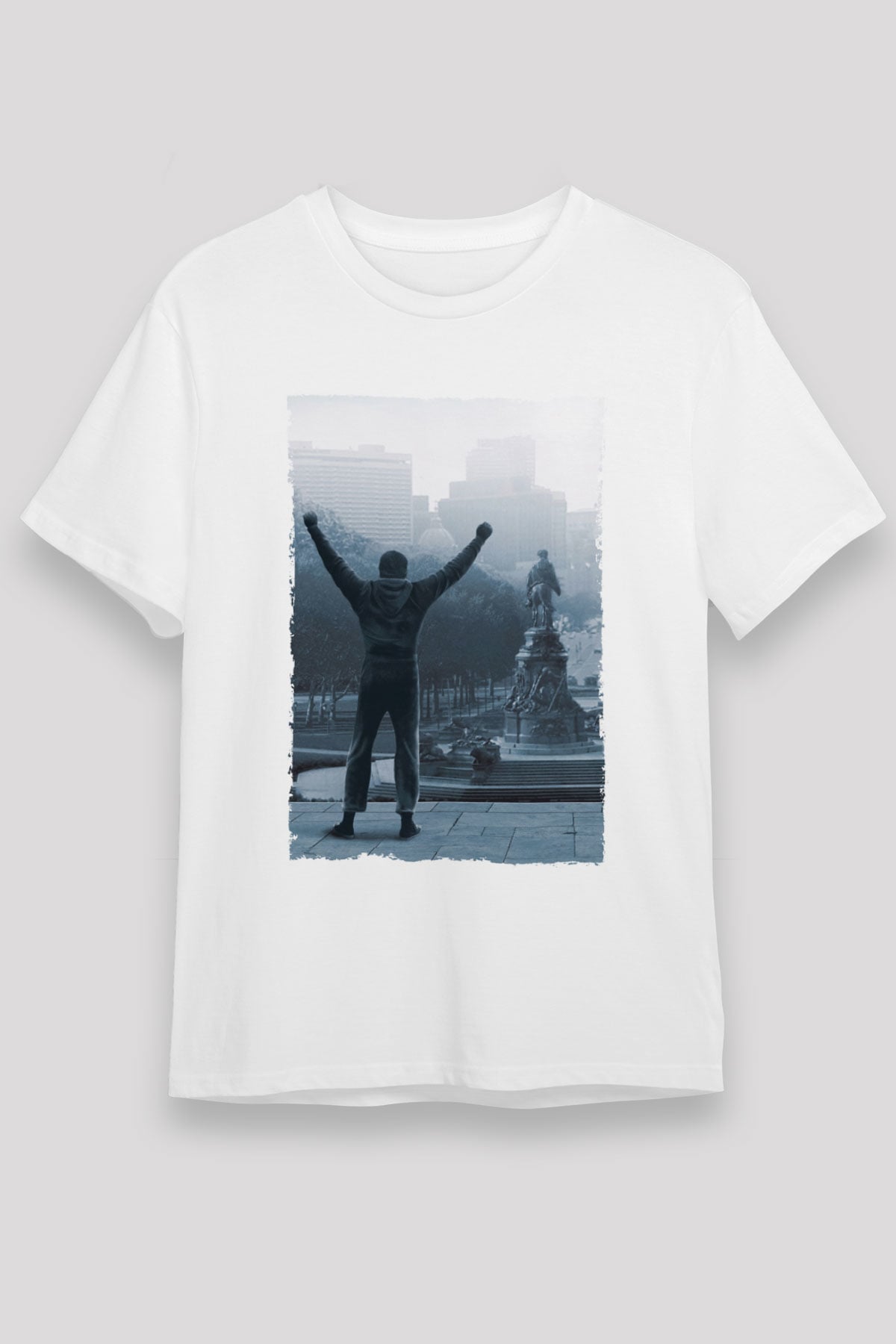Unisex Rocky Baskılı Beyaz Tshirt