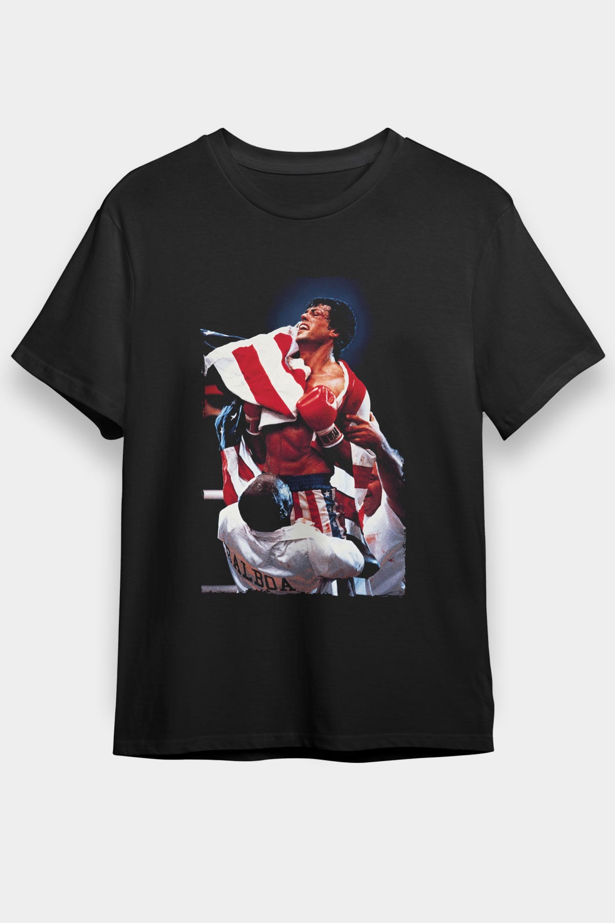 Unisex Rocky IV Baskılı Siyah Tshirt