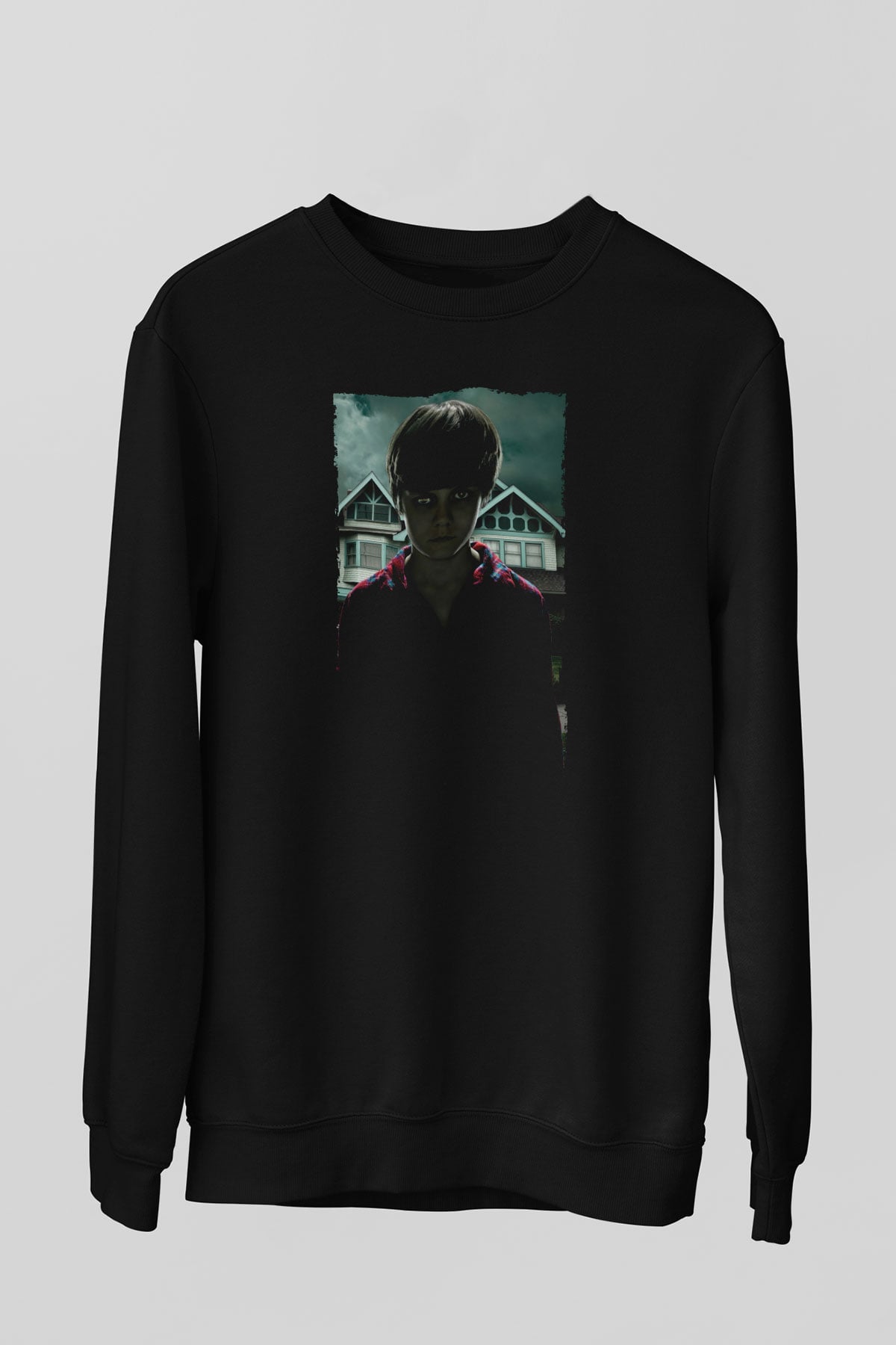 Unisex Ruhlar Bölgesi (Insidious) Baskılı Siyah Sweatshirt