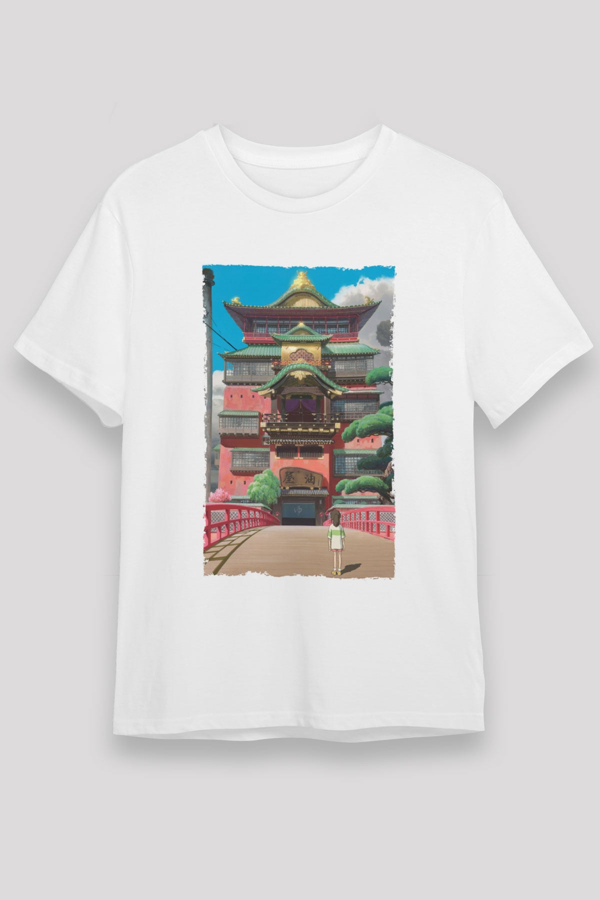 Unisex Ruhların Kaçışı (Spirited Away) Baskılı Beyaz T-shirt