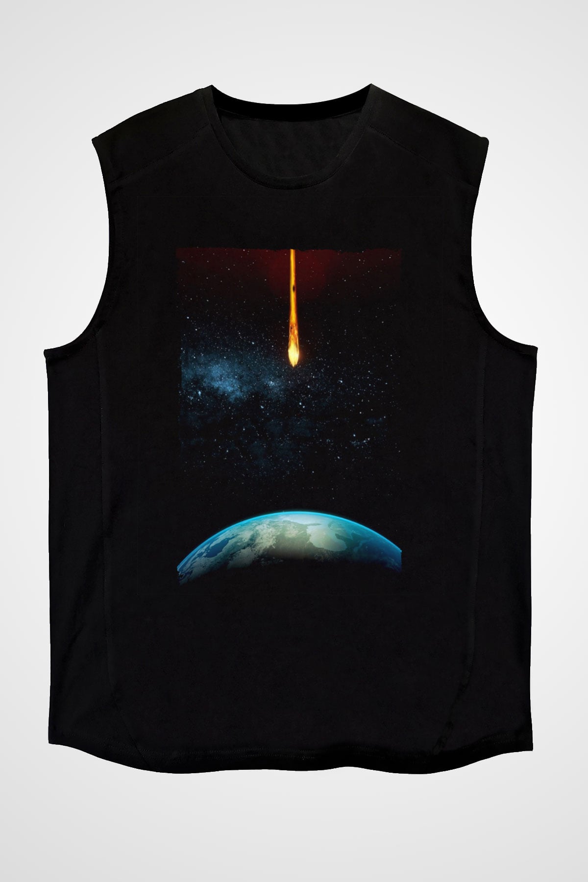 Unisex Salvation Baskılı Siyah Kolsuz T-shirt