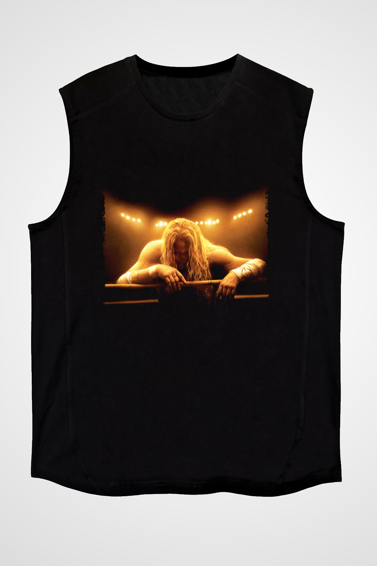 Unisex Şampiyon (The Wrestler) Baskılı Siyah Kolsuz Tişört