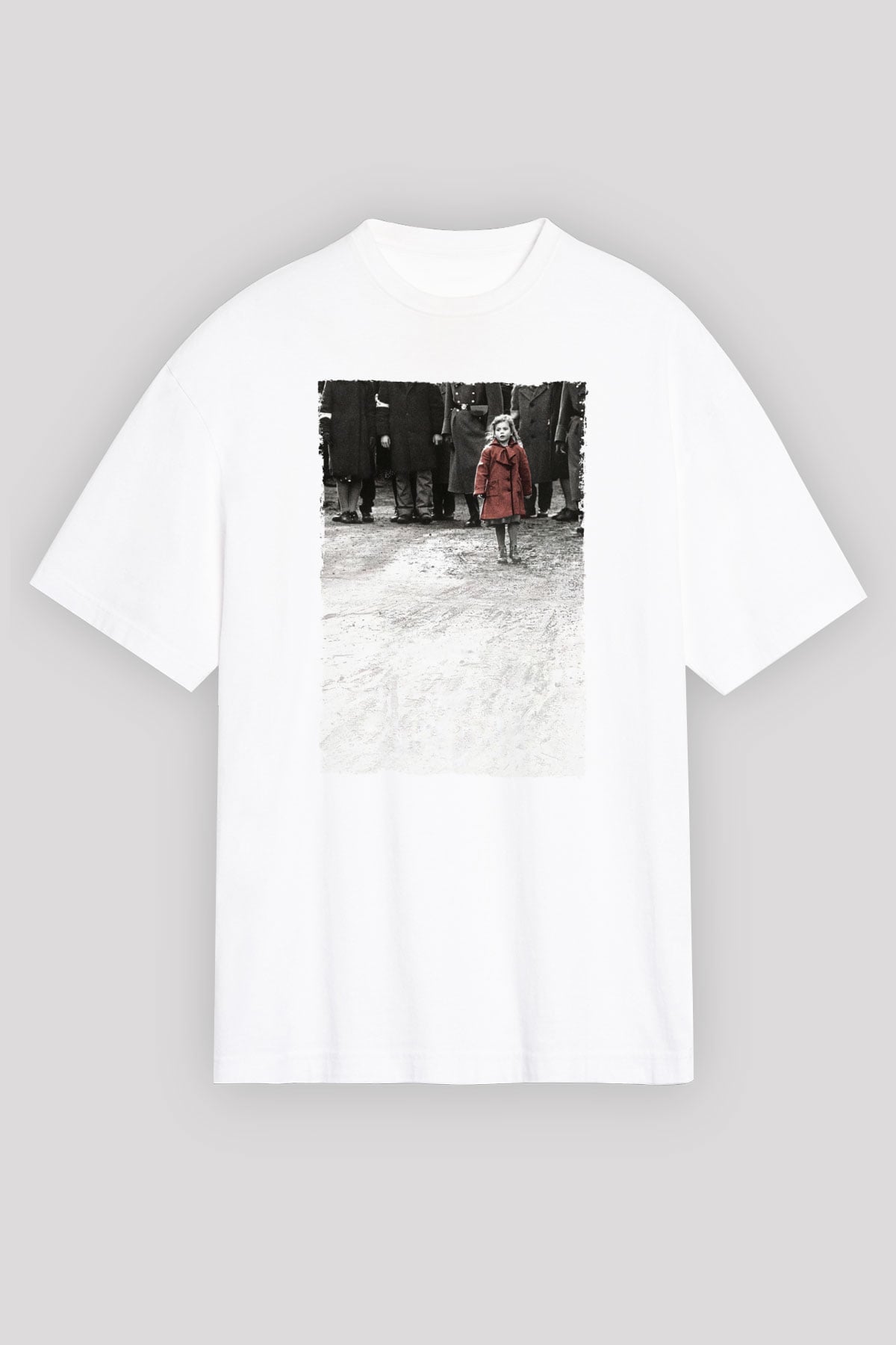 Unisex Schindler'in Listesi (Schindler's List) Baskılı Beyaz Oversize Tişört