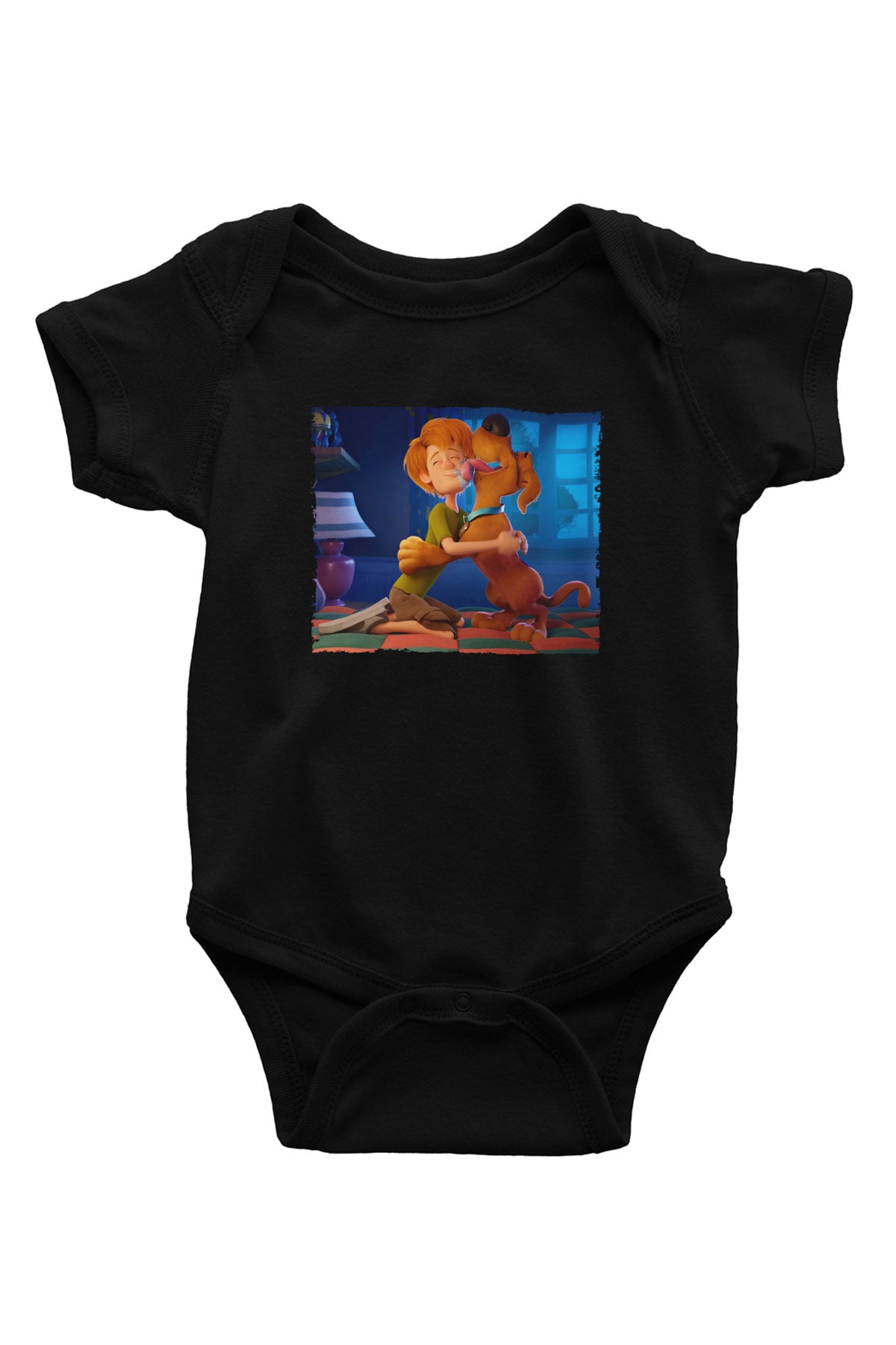 Unisex Scooby-Doo Baskılı Siyah Bebek Body - Zıbın
