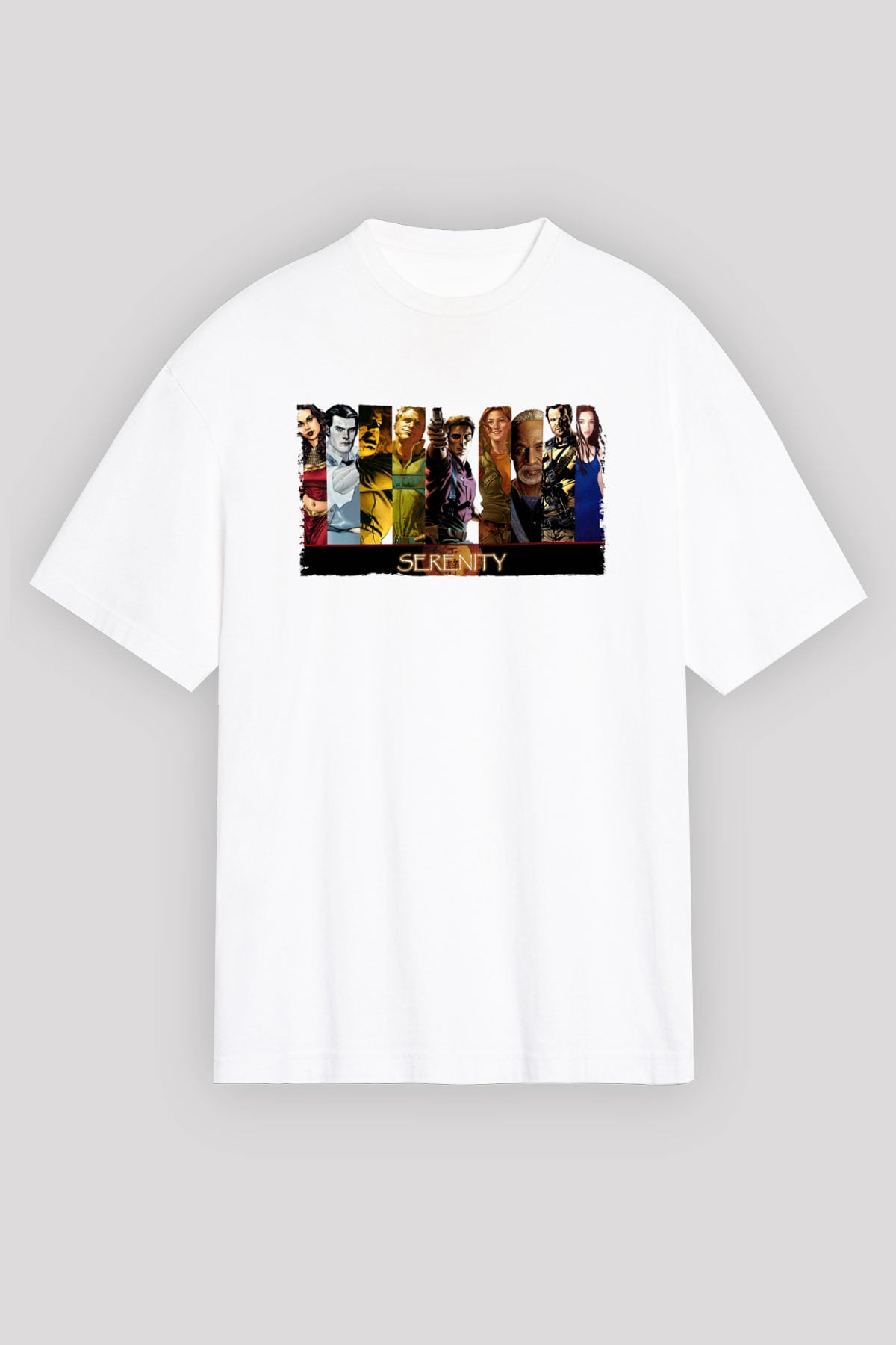 Unisex Serenity Baskılı Beyaz Oversize Oversize T-shirt