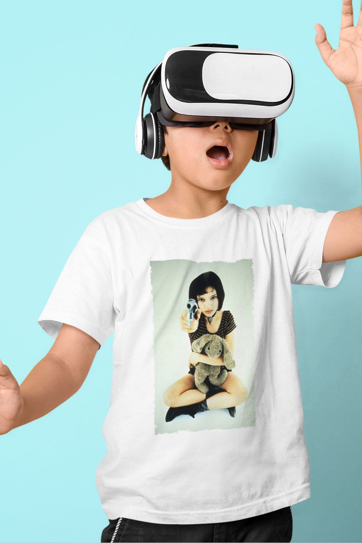 Unisex Sevginin Gücü (Leon The Professional) Baskılı Beyaz Çocuk Tişört
