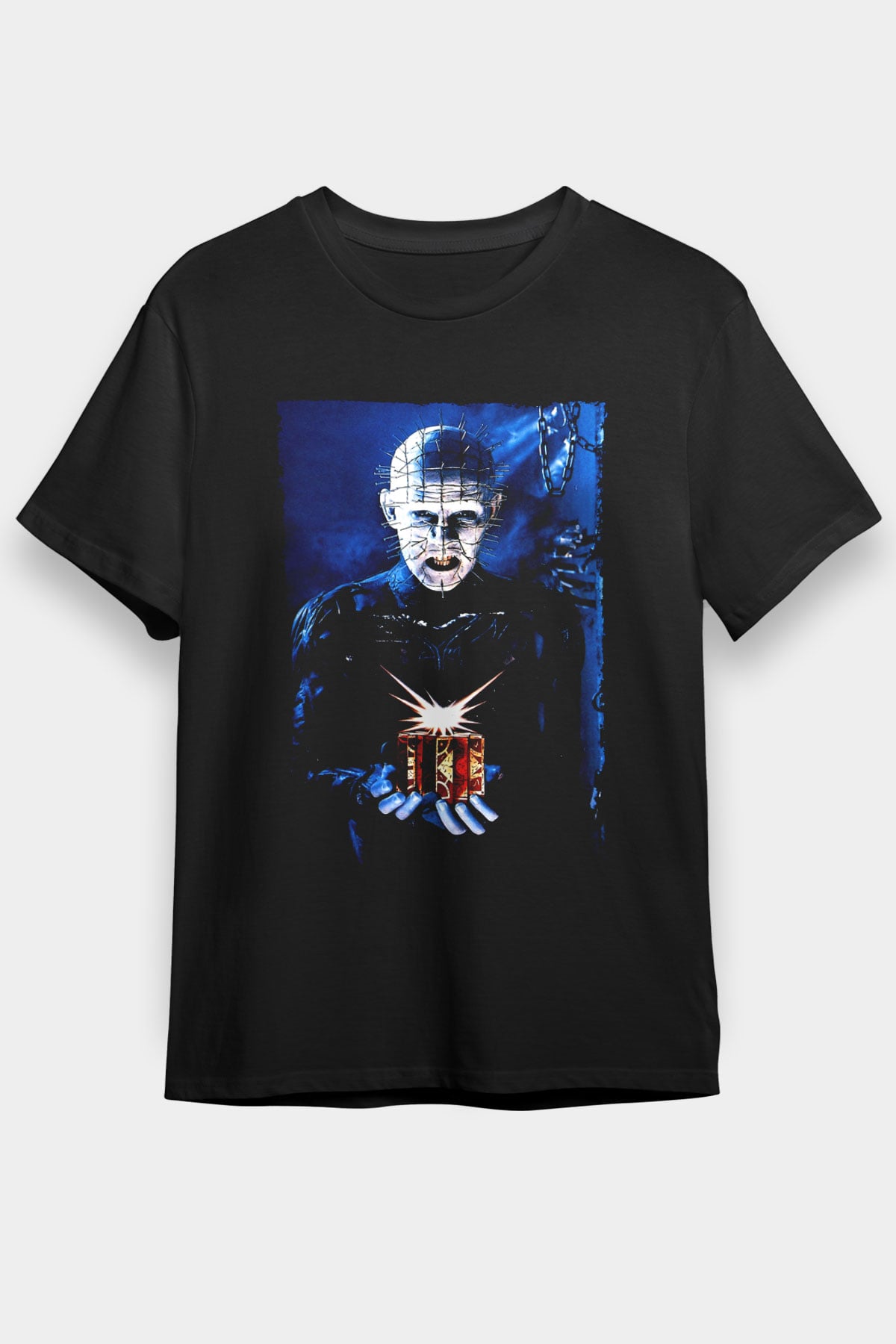Unisex Şeytan Pusuda Bekliyor (Hellraiser) Baskılı Siyah Tshirt