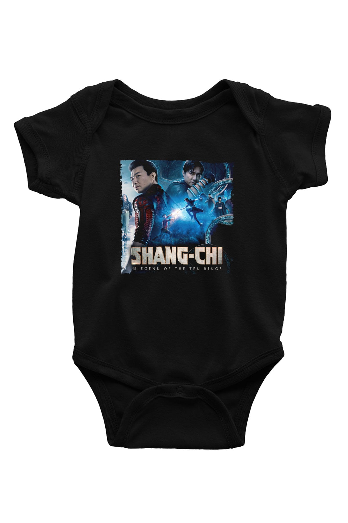 Unisex Shang-Chi ve On Halka Efsanesi (Shang-Chi and the Legend of the Ten Rings) Baskılı Siyah Bebek Body - Zıbın
