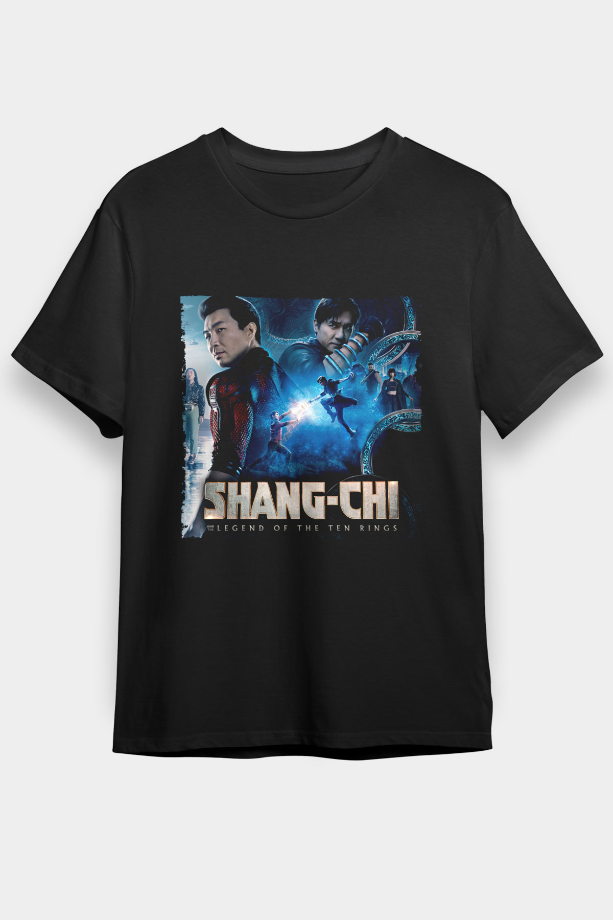 Unisex Shang-Chi ve On Halka Efsanesi (Shang-Chi and the Legend of the Ten Rings) Baskılı Siyah Tişört