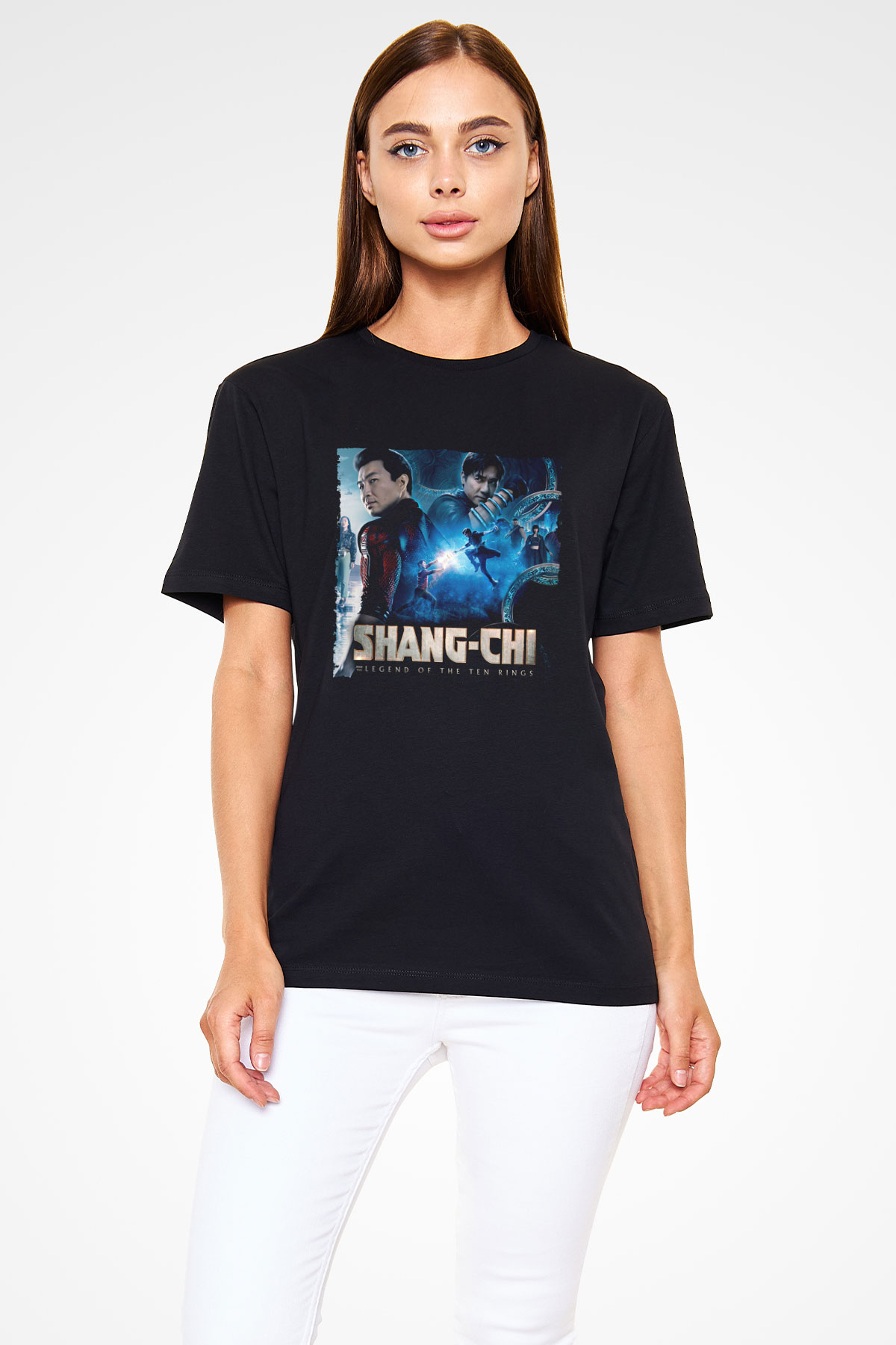 Unisex Shang-Chi ve On Halka Efsanesi (Shang-Chi and the Legend of the Ten Rings) Baskılı Siyah Tişört