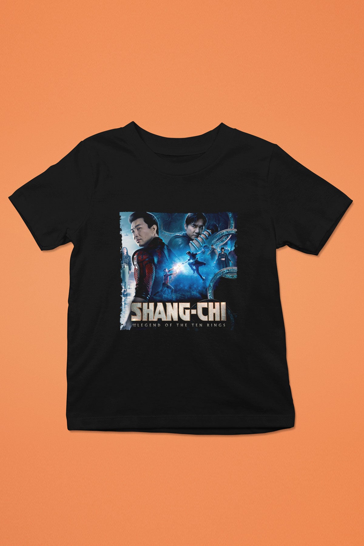 Unisex Shang-Chi ve On Halka Efsanesi (Shang-Chi and the Legend of the Ten Rings) Baskılı Siyah Çocuk Tişört