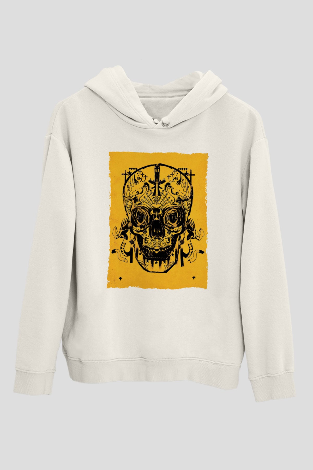 Unisex Sicario Baskılı Beyaz Kapüşonlu Sweatshirt