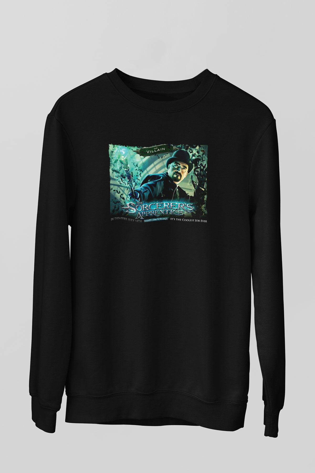 Unisex Sihirbazın Çırağı (The Sorcerer's Apprentice) Baskılı Siyah Unisex Sweatshirt