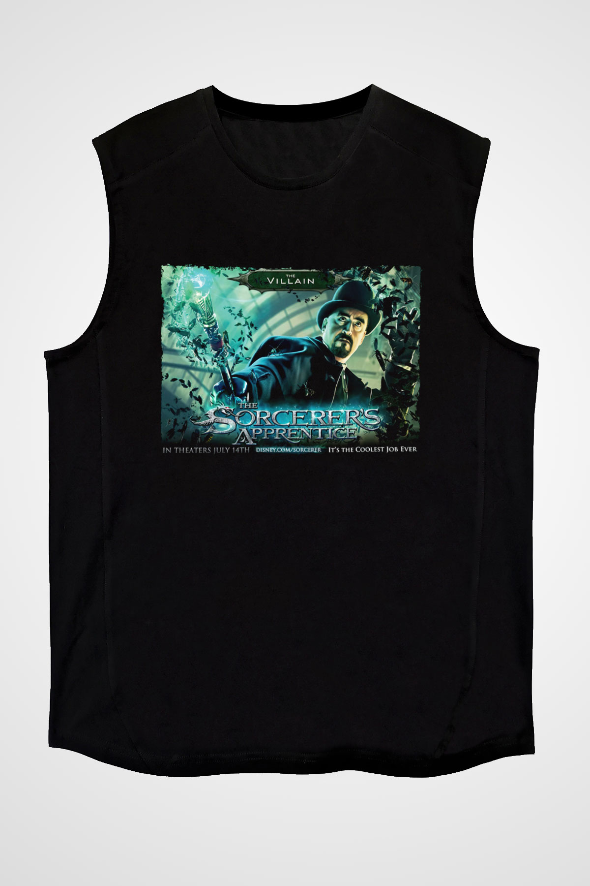 Unisex Sihirbazın Çırağı (The Sorcerer's Apprentice) Baskılı Siyah Unisex Kolsuz Tshirt
