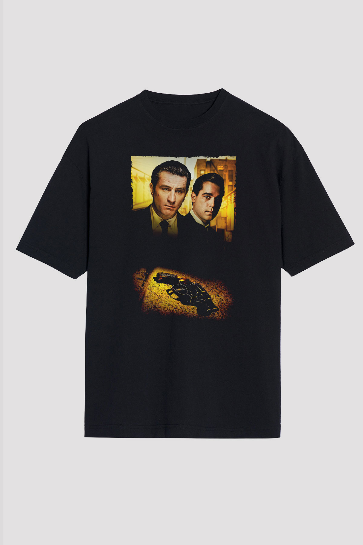 Unisex Sıkı Dostlar (Goodfellas) Baskılı Siyah Oversize Tişört