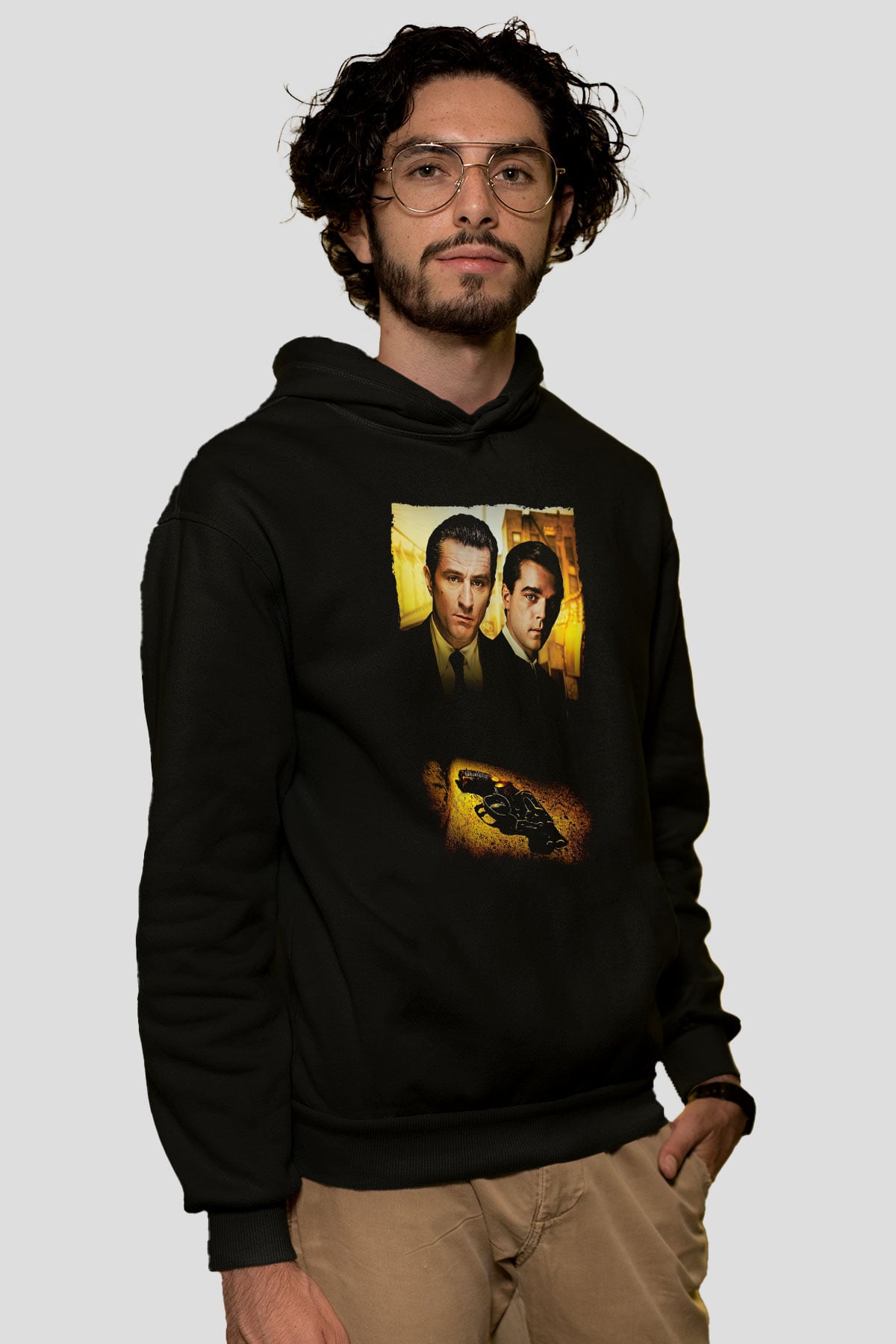 Unisex Sıkı Dostlar (Goodfellas) Baskılı Siyah Kapüşonlu Sweatshirt