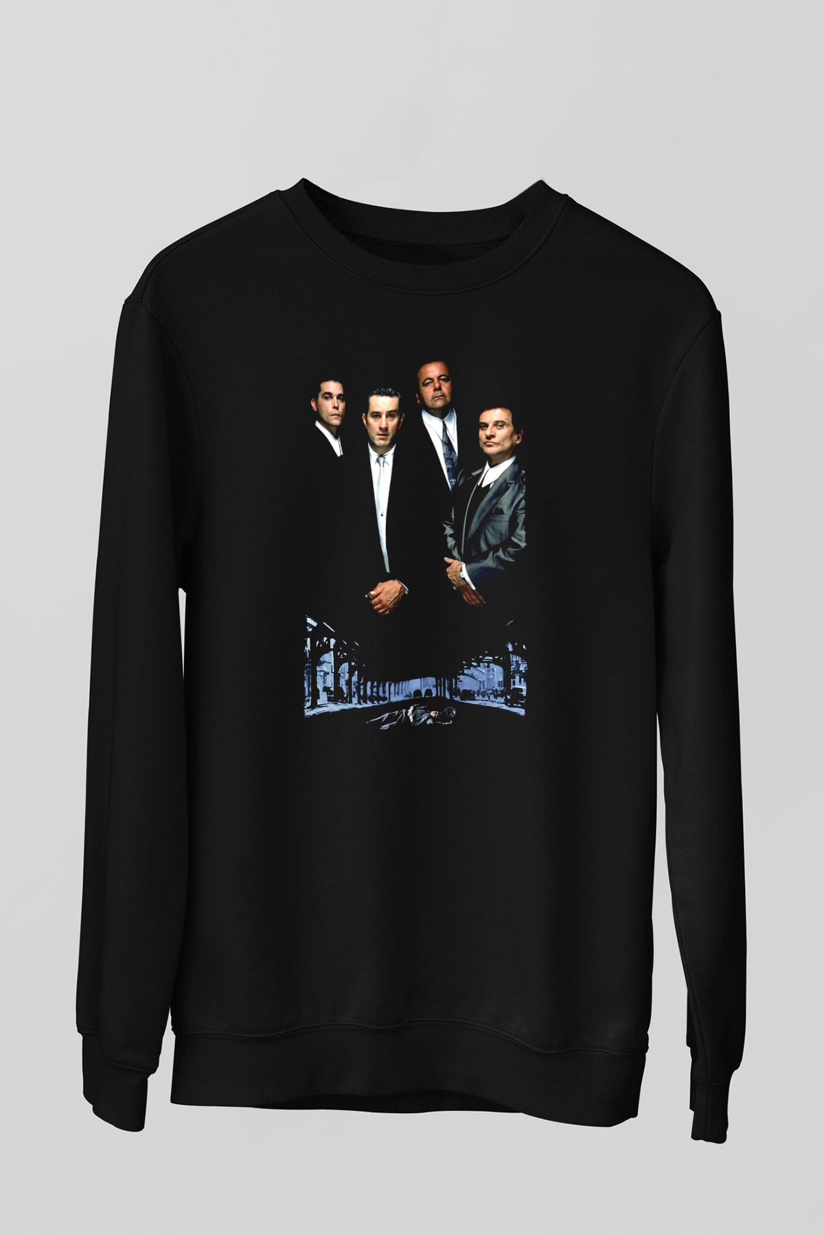 Unisex Sıkı Dostlar (Goodfellas) Baskılı Siyah Sweatshirt