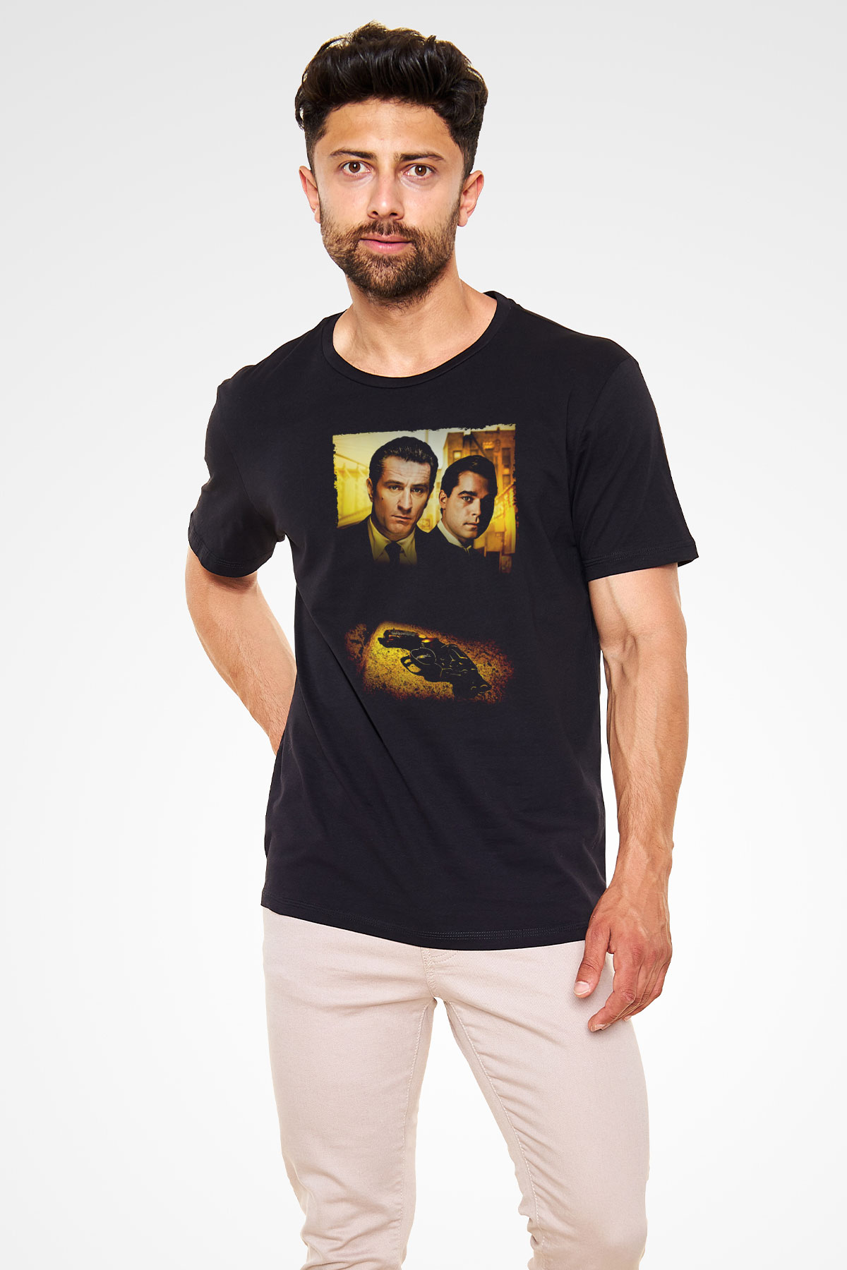 Unisex Sıkı Dostlar (Goodfellas) Baskılı Siyah Tişört