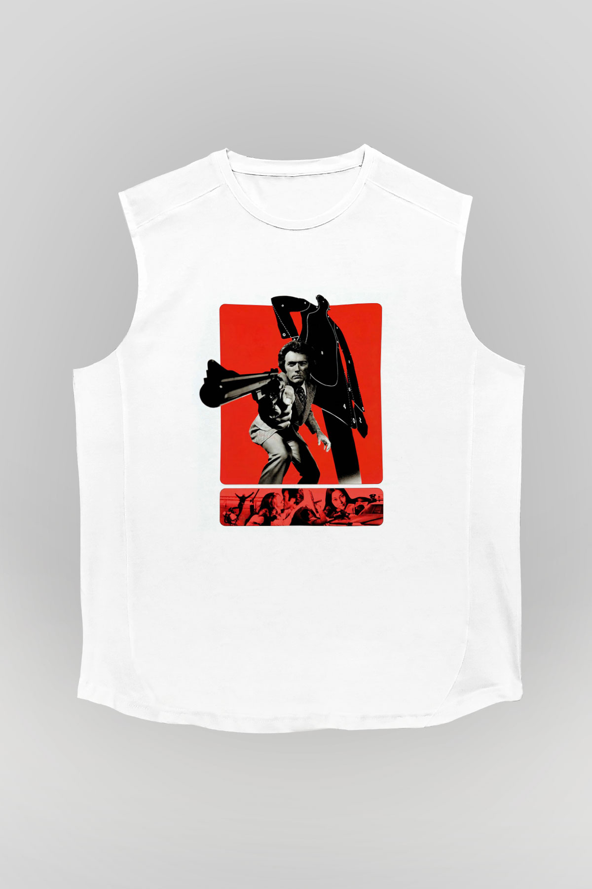 Unisex Silahın Gücü (Magnum Force) Baskılı Beyaz Kolsuz Tişört