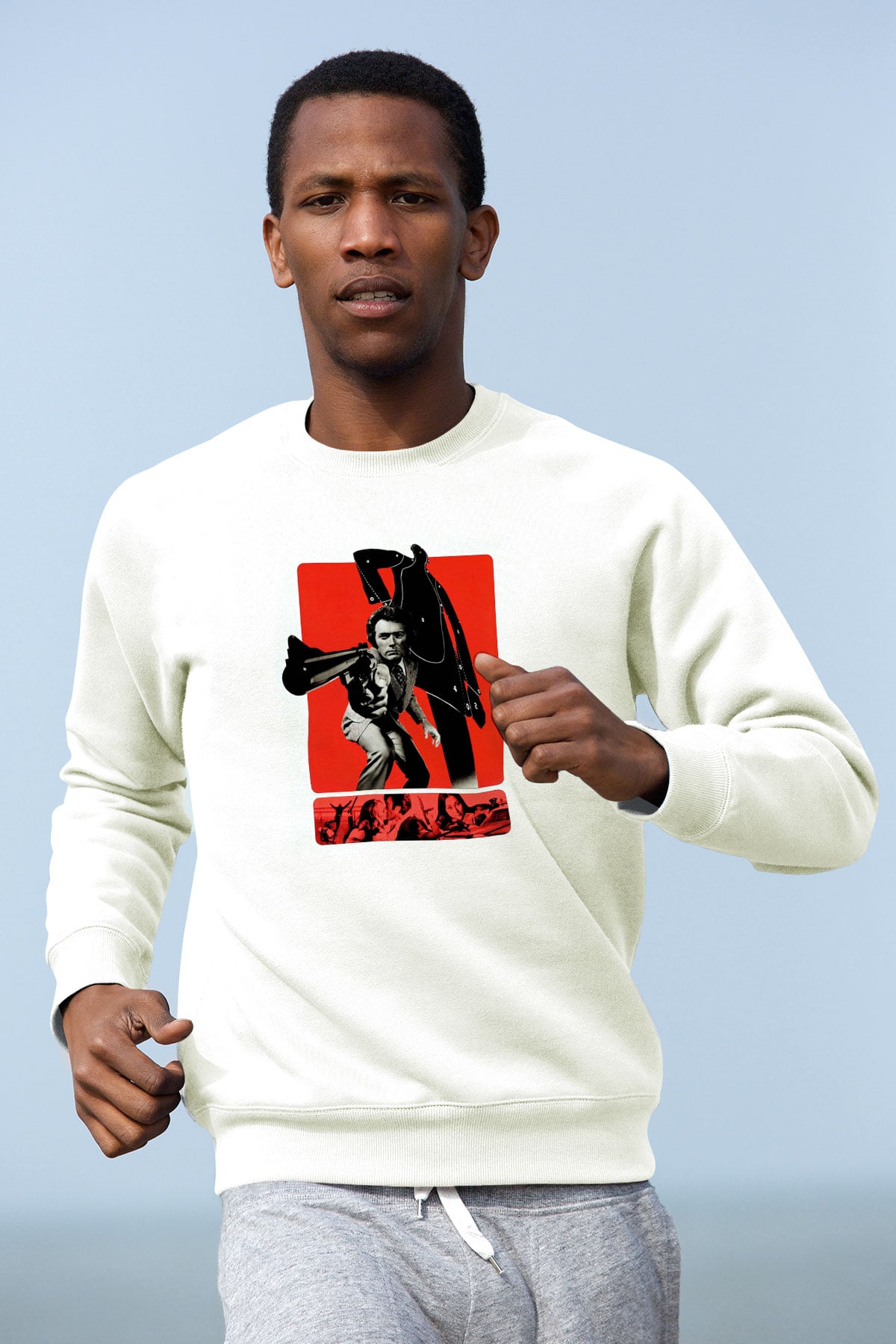 Unisex Silahın Gücü (Magnum Force) Baskılı Beyaz Sweatshirt