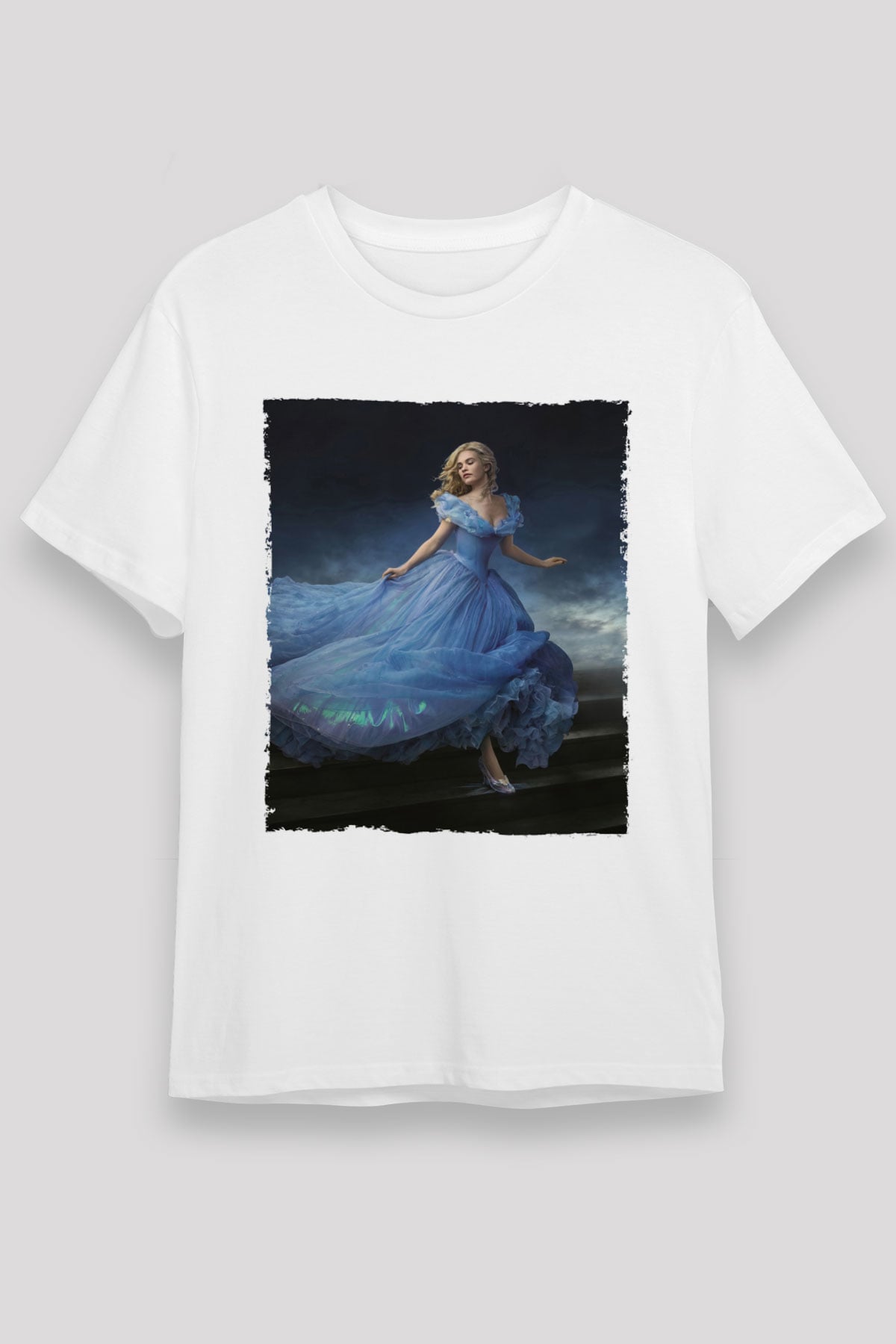 Unisex Sindirella - Cinderella Baskılı Beyaz Tişört