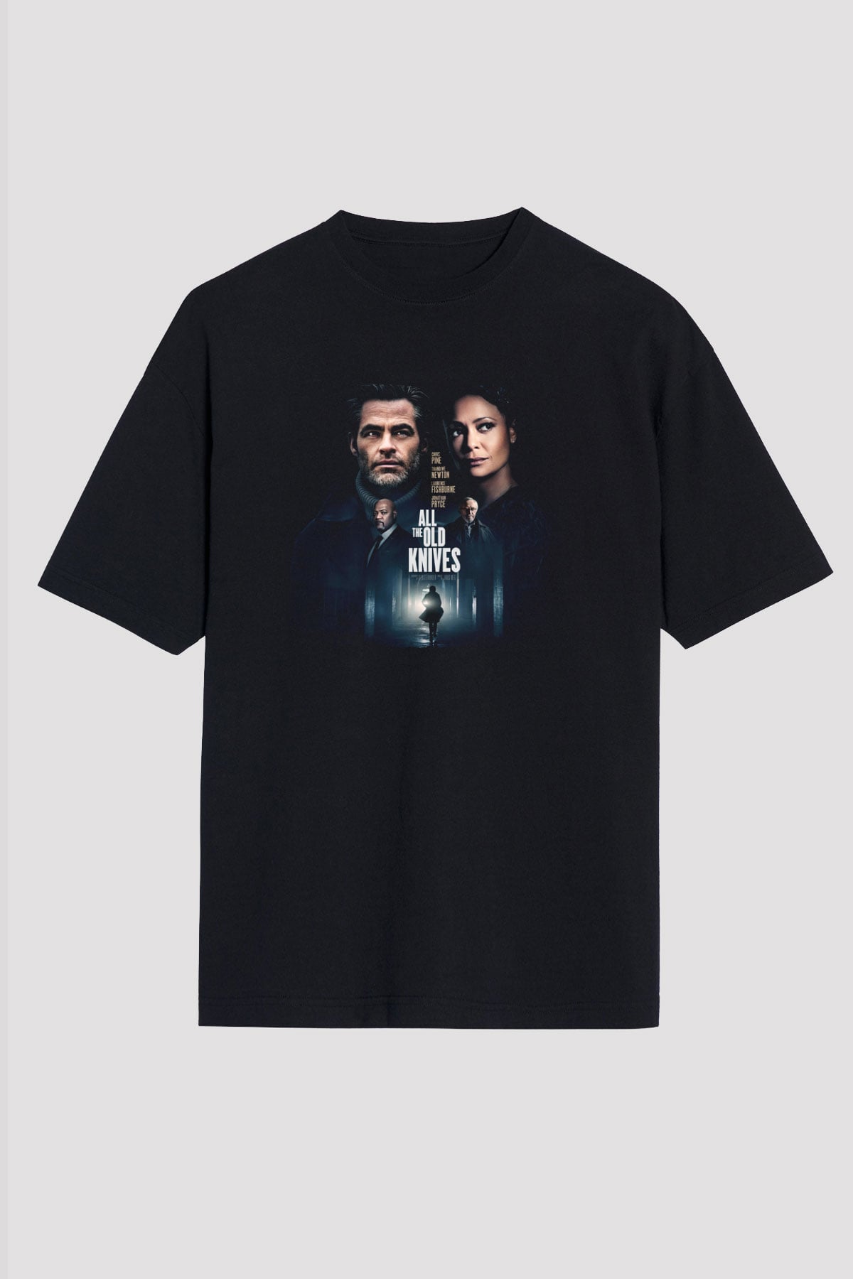Unisex Sırtımdaki Bıçaklar (All the Old Knives) Baskılı Siyah Oversize T-shirt
