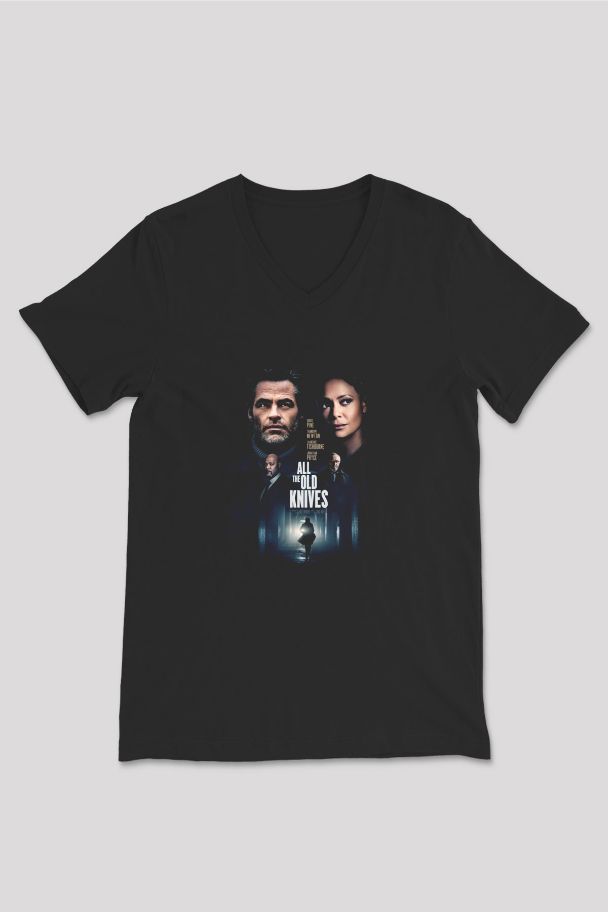 Unisex Sırtımdaki Bıçaklar (All the Old Knives) Baskılı Siyah V Yaka T-shirt