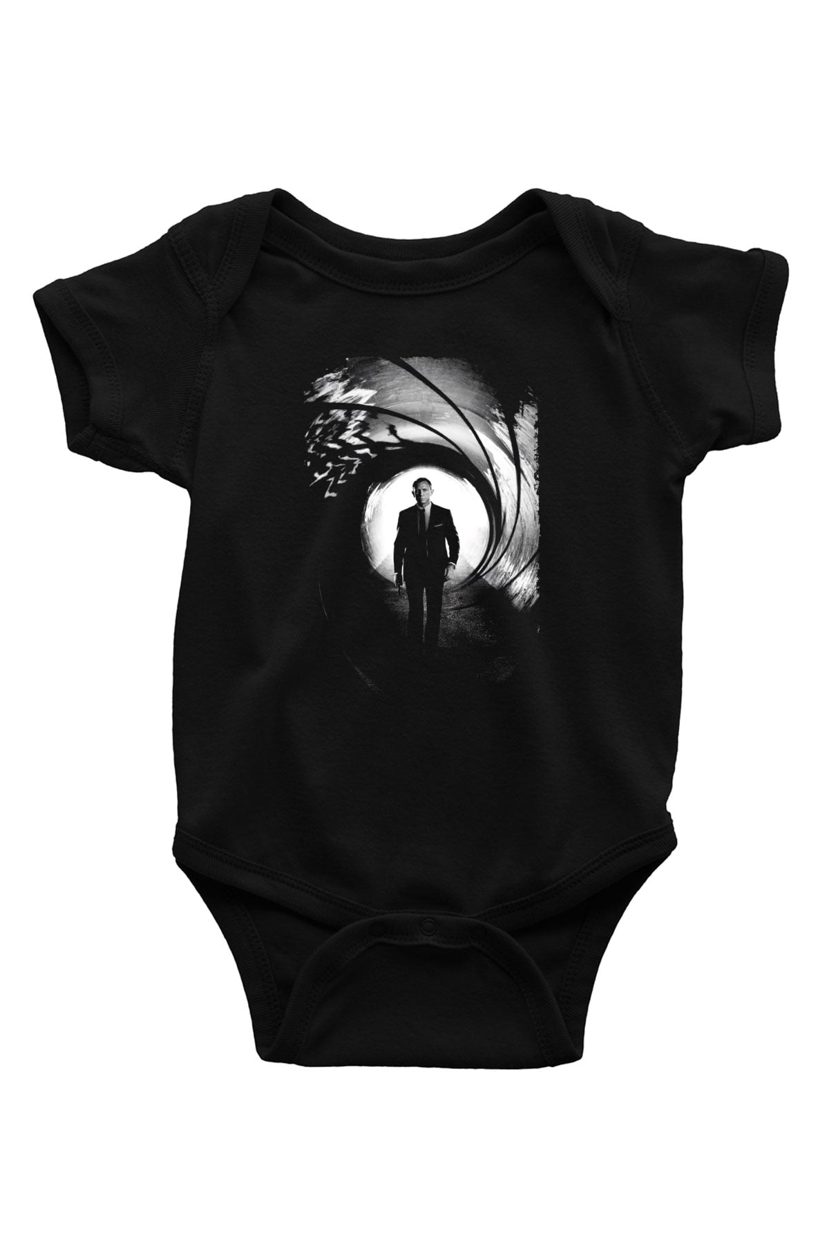 Unisex Skyfall Baskılı Siyah Bebek Body - Zıbın