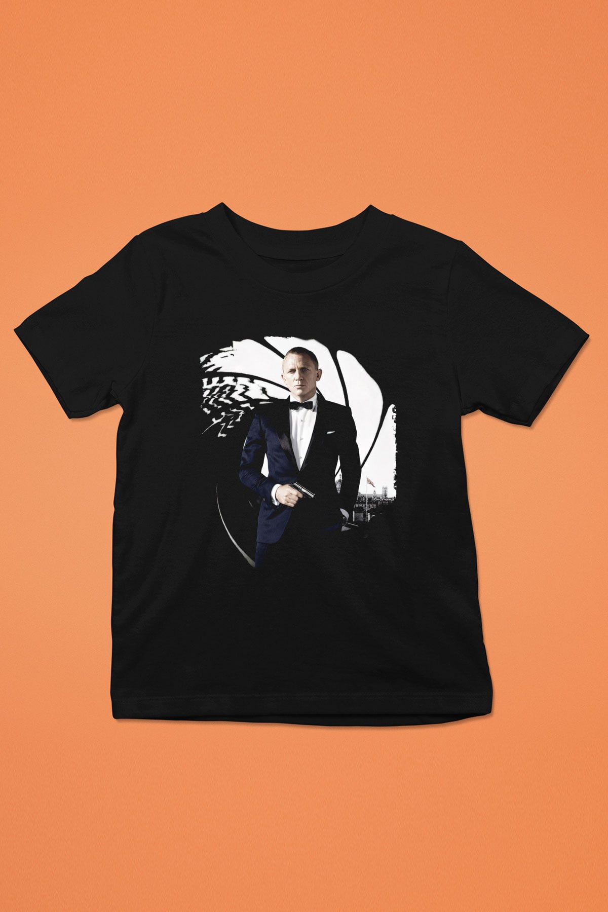 Unisex Skyfall Baskılı Siyah Çocuk Tişört
