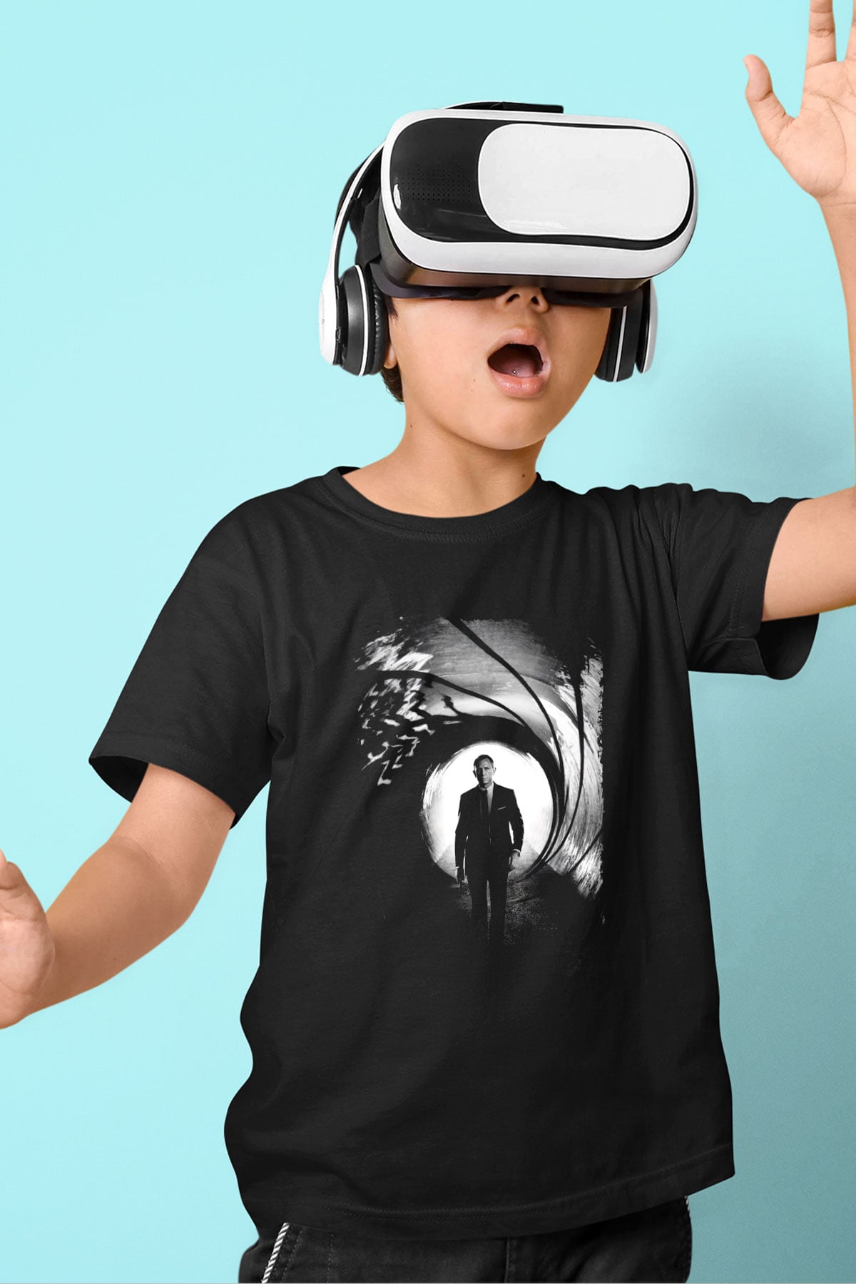 Unisex Skyfall Baskılı Siyah Çocuk Tshirt