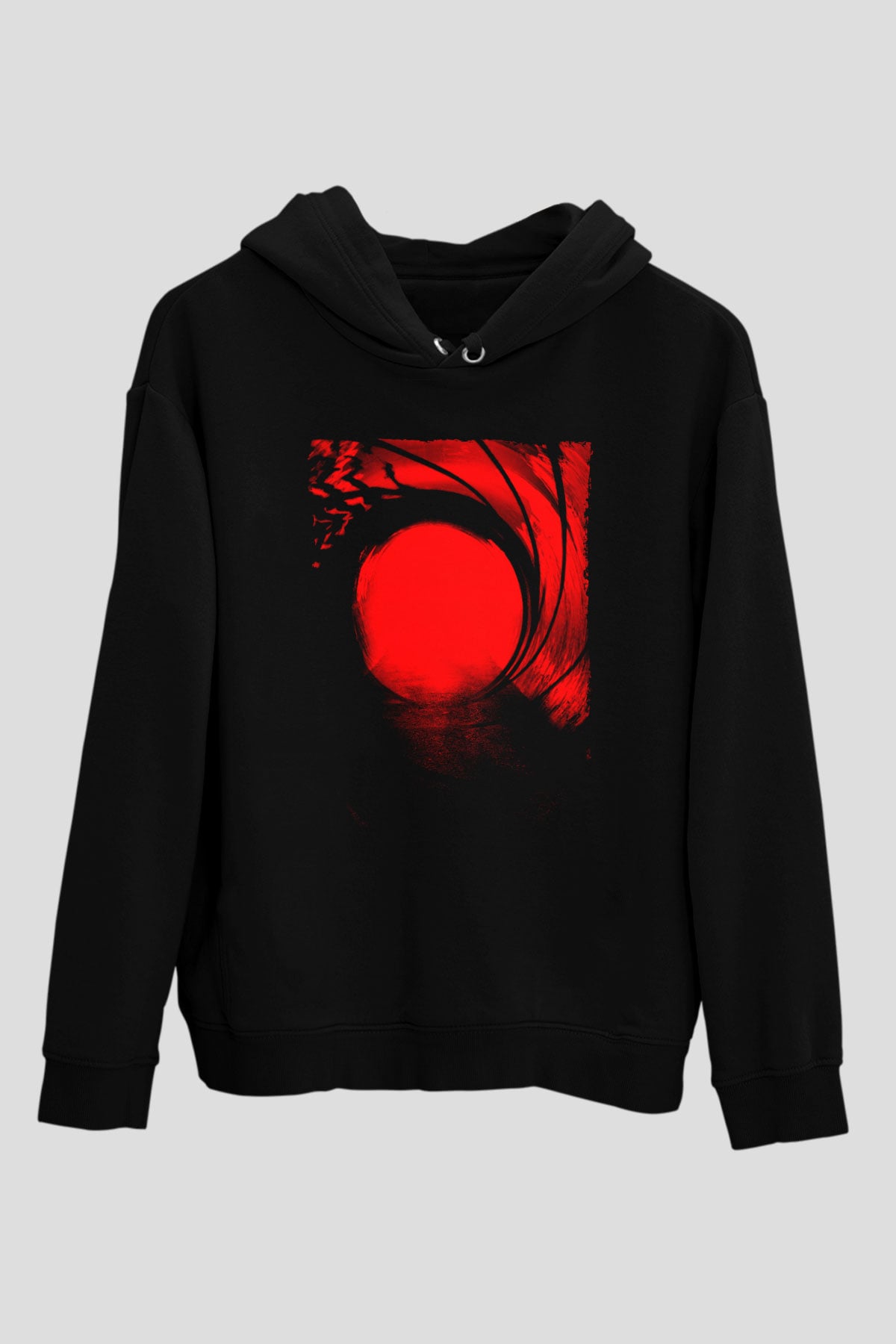 Unisex Skyfall Baskılı Siyah Kapüşonlu Sweatshirt