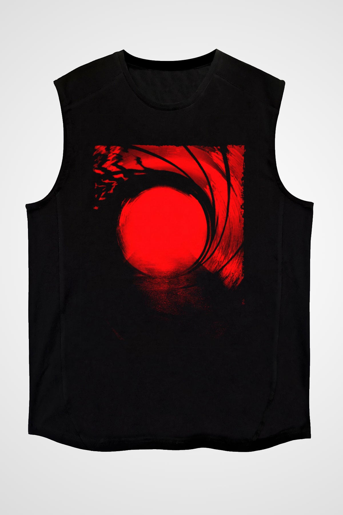 Unisex Skyfall Baskılı Siyah Kolsuz T-shirt