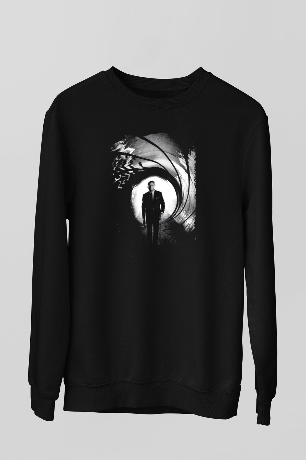Unisex Skyfall Baskılı Siyah Sweatshirt