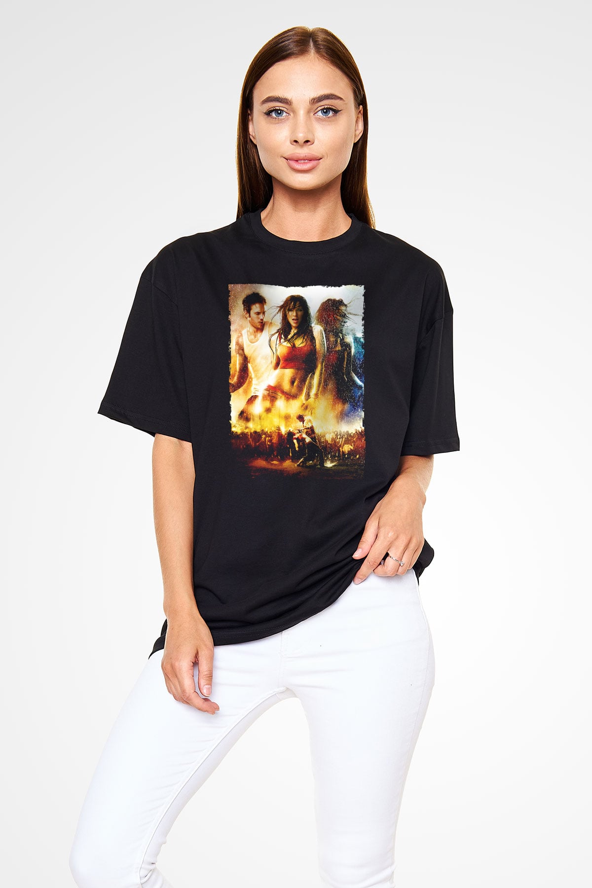 Unisex Sokak Dansı (Step Up 2 The Streets) Baskılı Siyah Oversize Tshirt