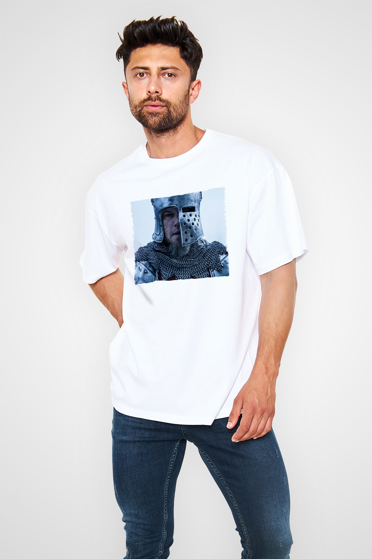 Unisex Son Düello (The Last Duel) Baskılı Beyaz T-shirt
