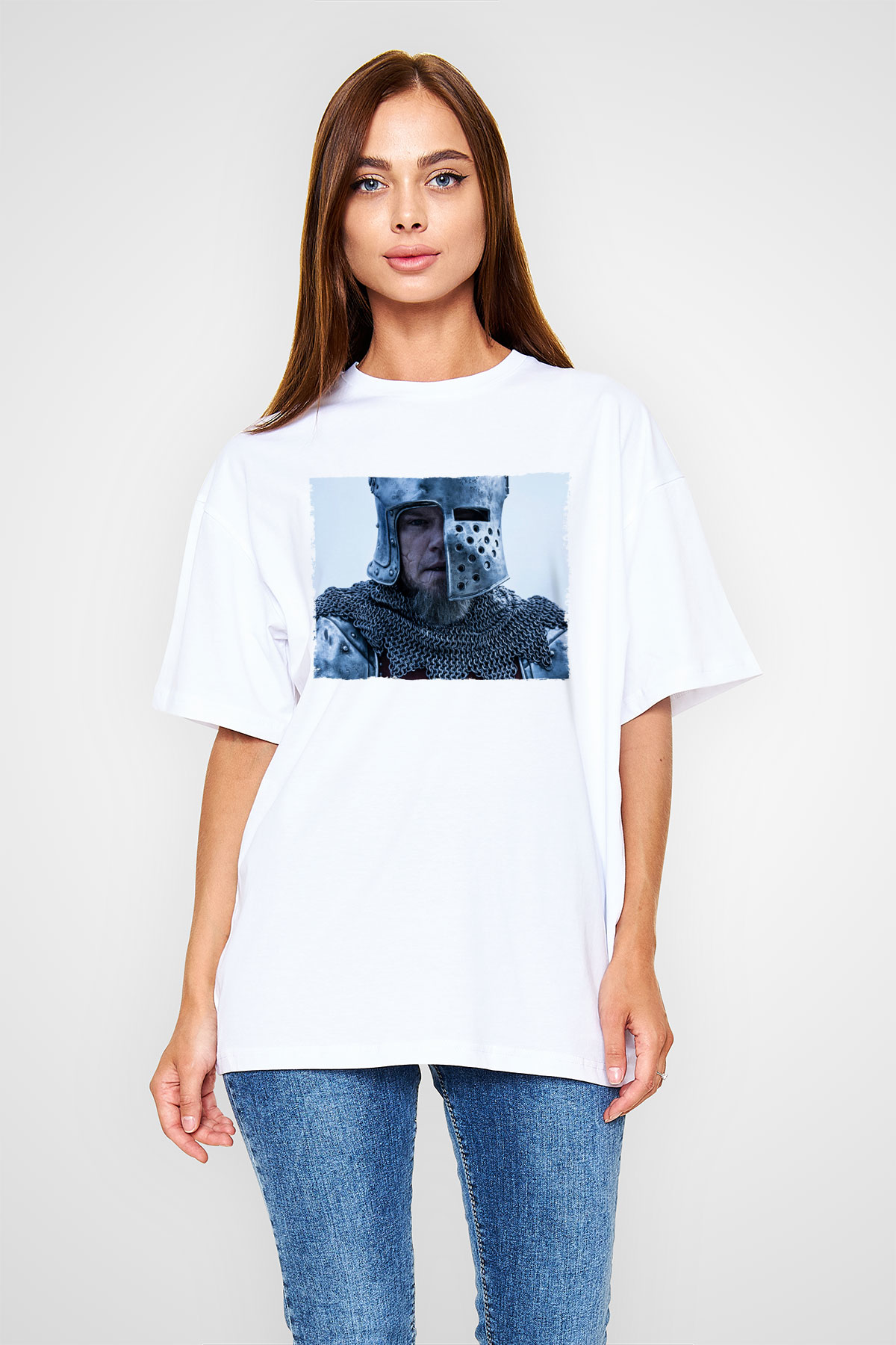 Unisex Son Düello (The Last Duel) Baskılı Beyaz T-shirt