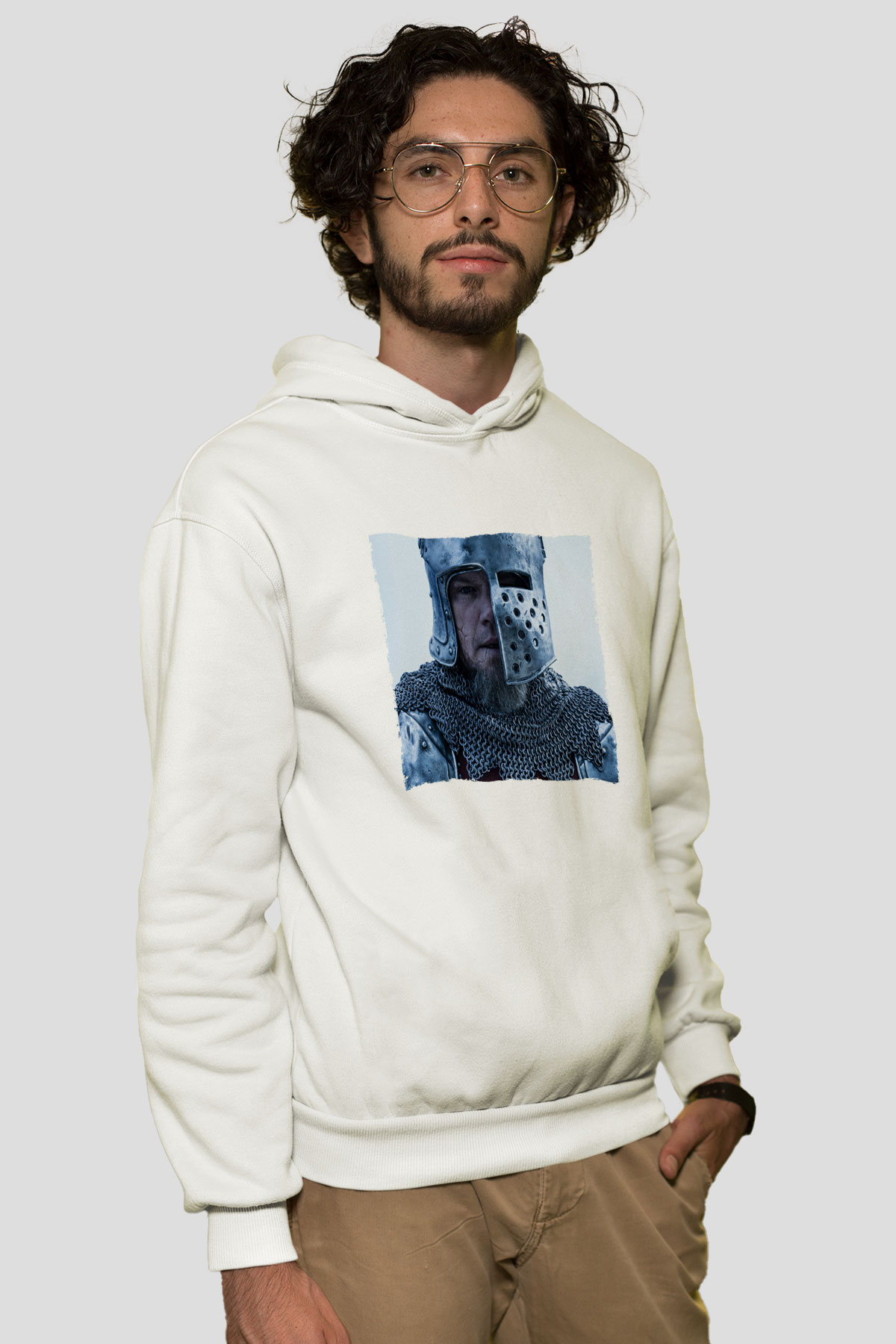 Unisex Son Düello (The Last Duel) Baskılı Beyaz Kapüşonlu Sweatshirt