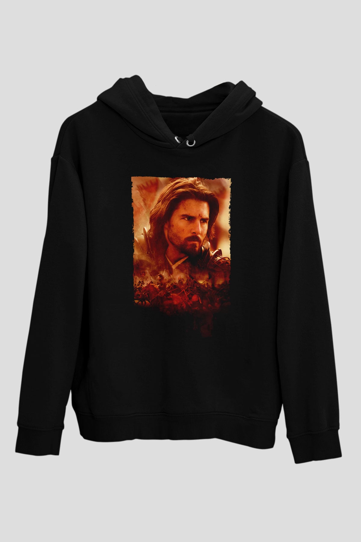 Unisex Son Samuray (The Last Samurai) Baskılı Siyah Kapüşonlu Sweatshirt