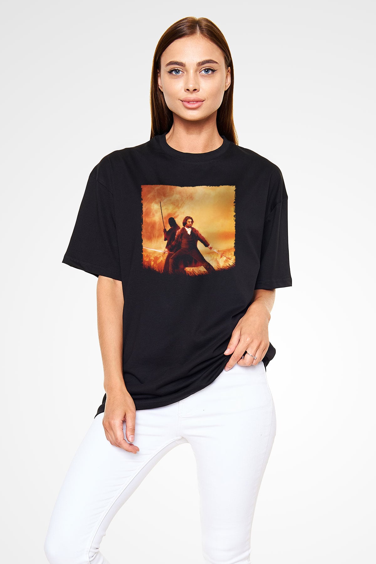 Unisex Son Samuray (The Last Samurai) Baskılı Siyah Oversize Tshirt