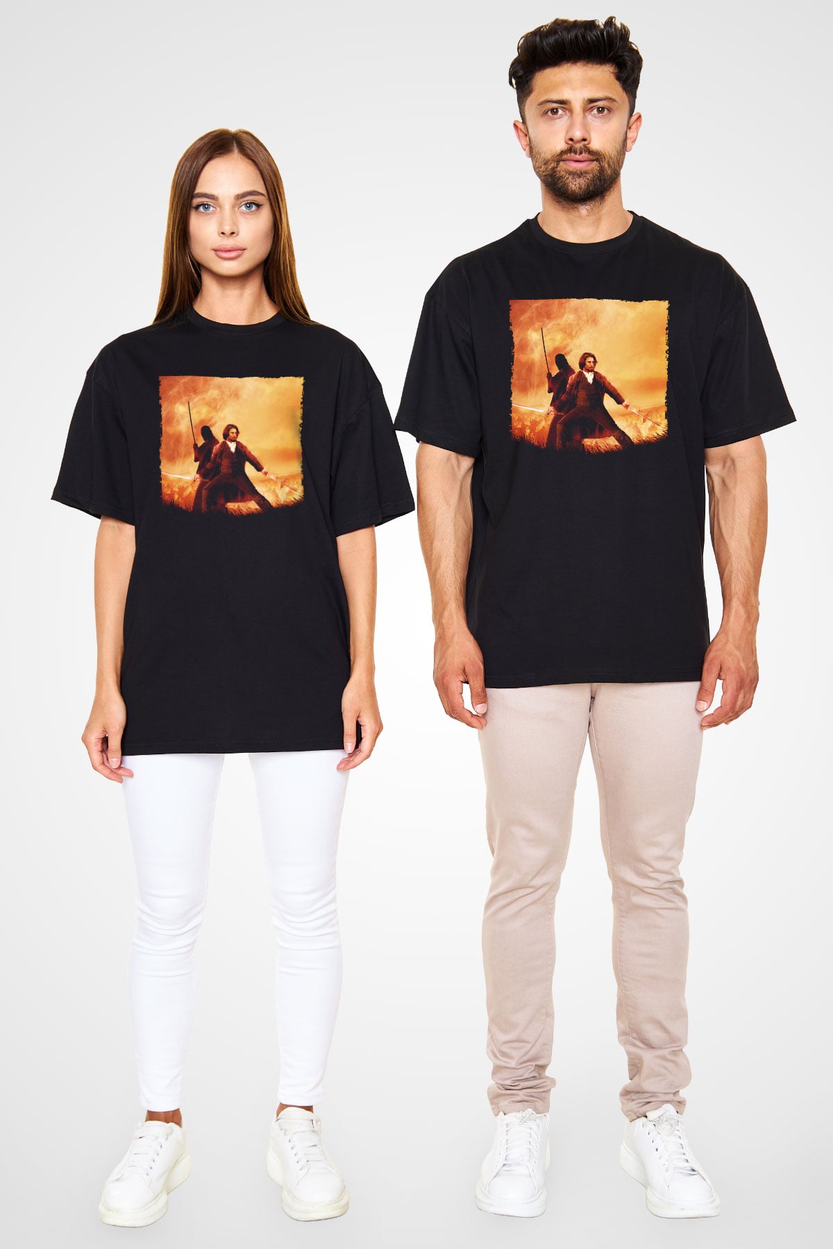 Unisex Son Samuray (The Last Samurai) Baskılı Siyah Oversize Tshirt