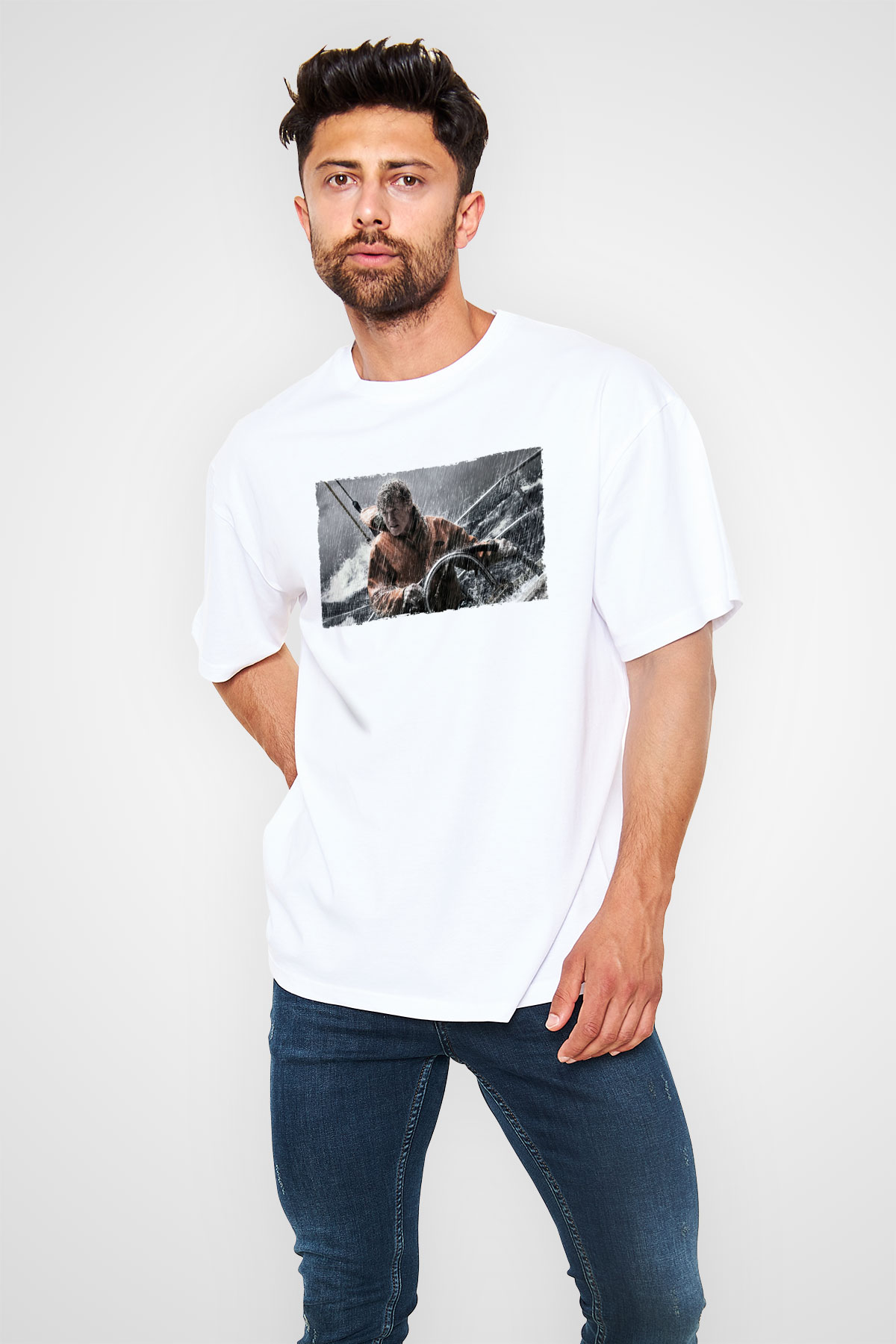 Unisex Sona Doğru - All Is Lost Baskılı Beyaz Oversize Oversize T-shirt