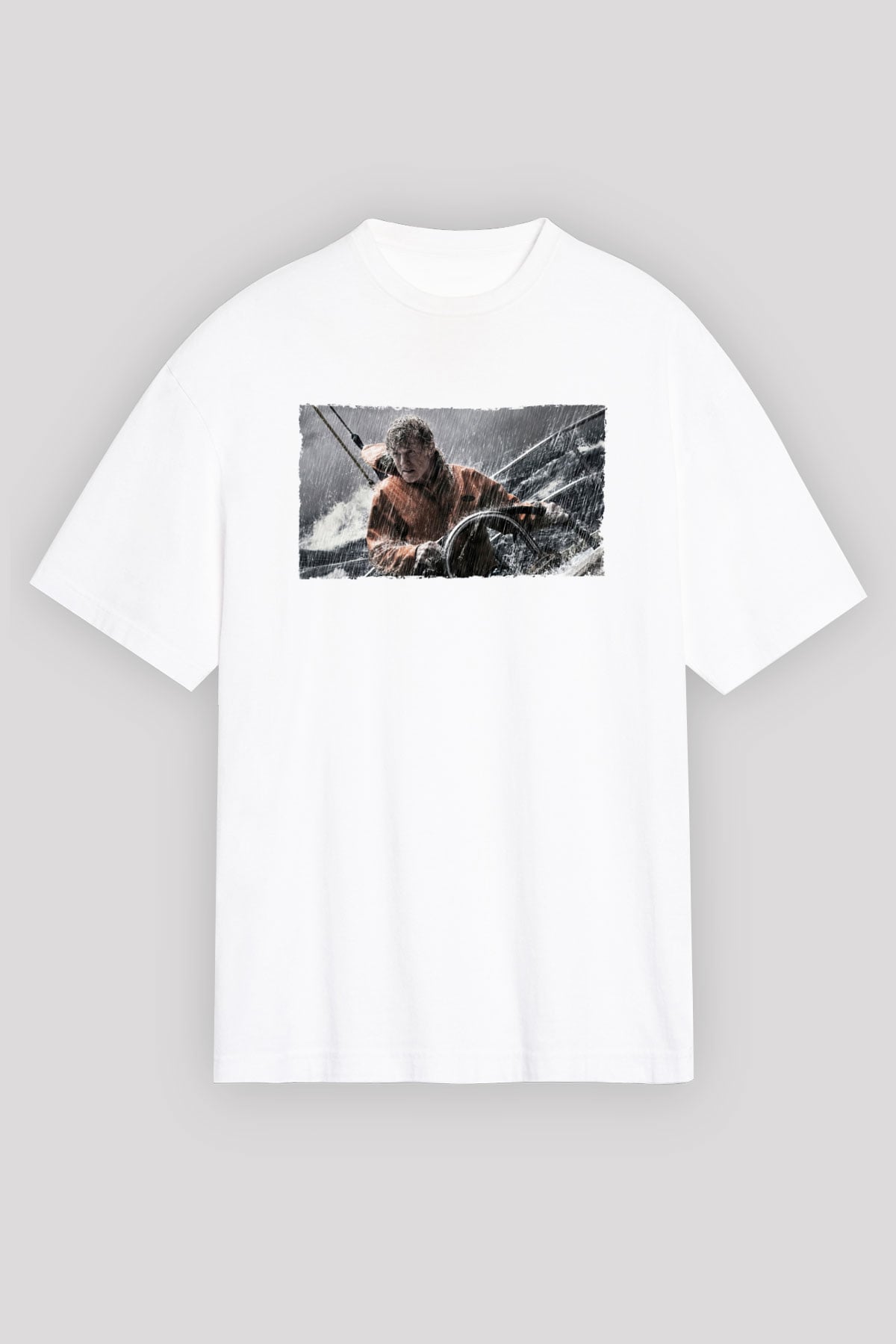 Unisex Sona Doğru - All Is Lost Baskılı Beyaz Oversize Oversize T-shirt