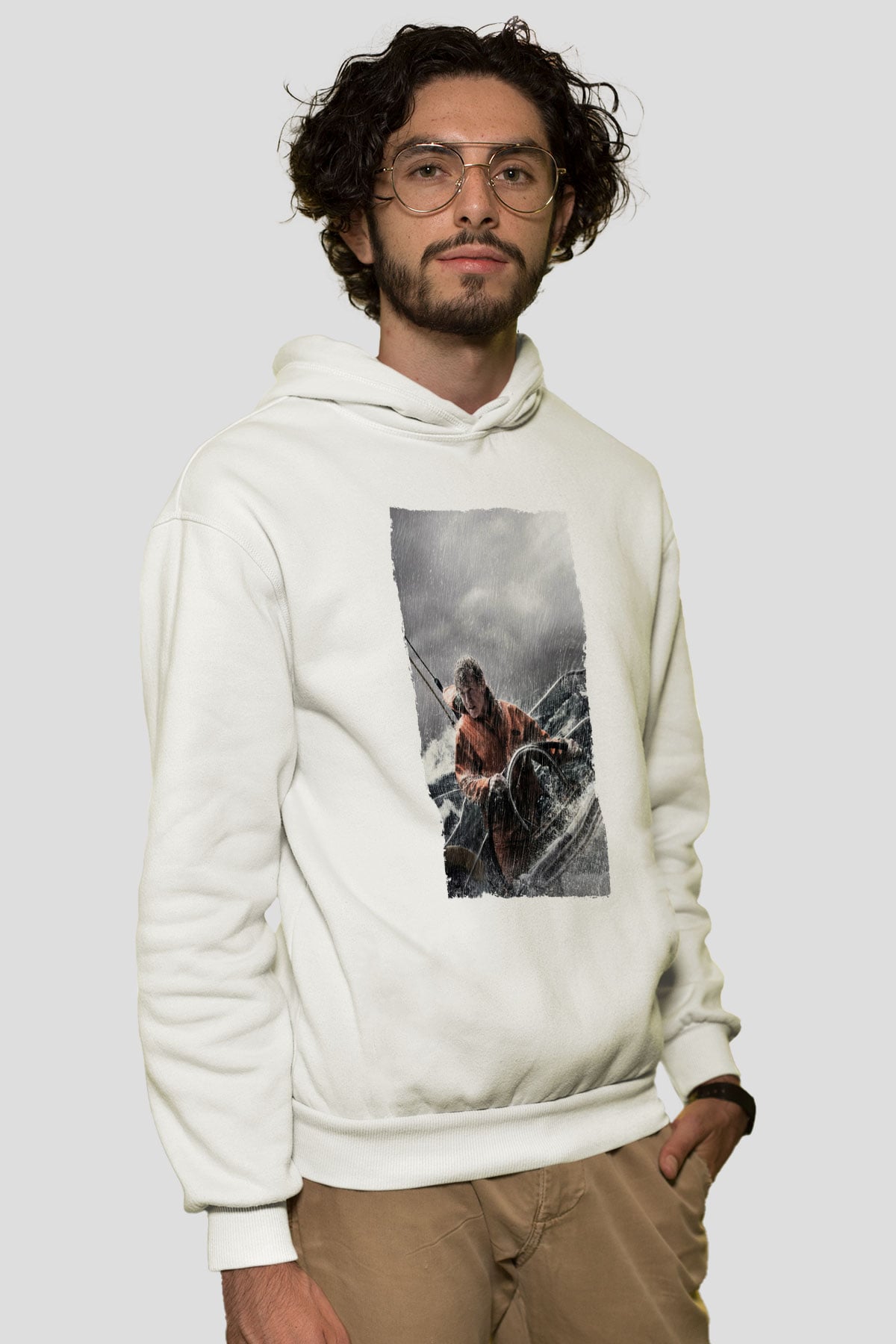 Unisex Sona Doğru - All Is Lost Baskılı Beyaz Kapüşonlu Sweatshirt