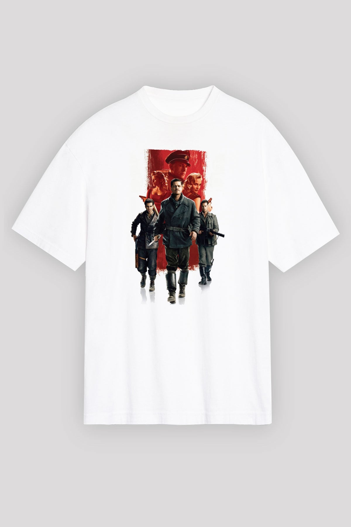 Unisex Soysuzlar Çetesi (Inglourious Basterds) Baskılı Beyaz Oversize Oversize T-shirt