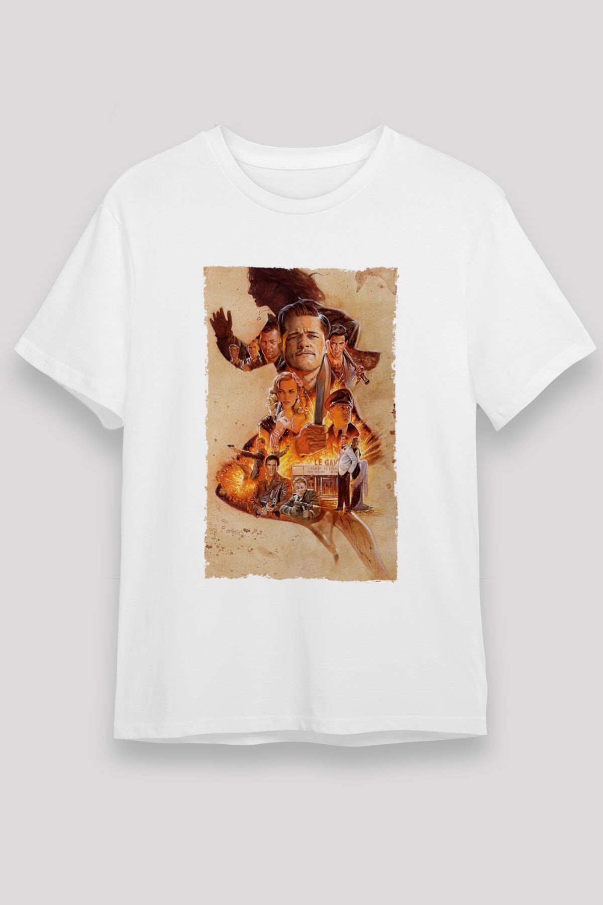 Unisex Soysuzlar Çetesi (Inglourious Basterds) Baskılı Beyaz Tişört