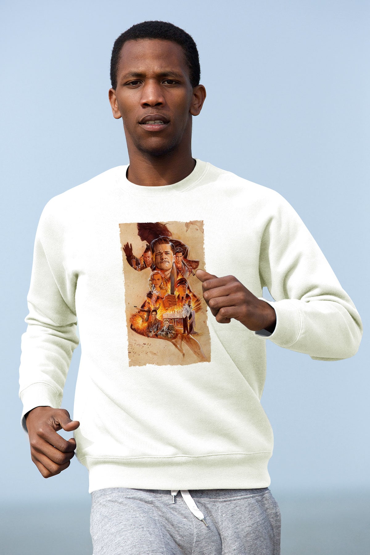 Unisex Soysuzlar Çetesi (Inglourious Basterds) Baskılı Beyaz Sweatshirt