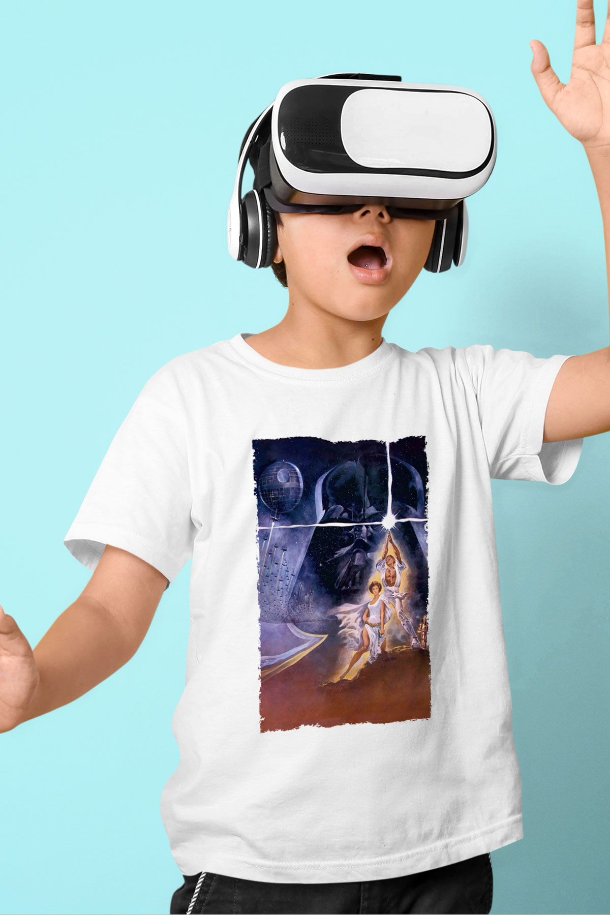 Unisex Star Wars Baskılı Beyaz Çocuk Tshirt