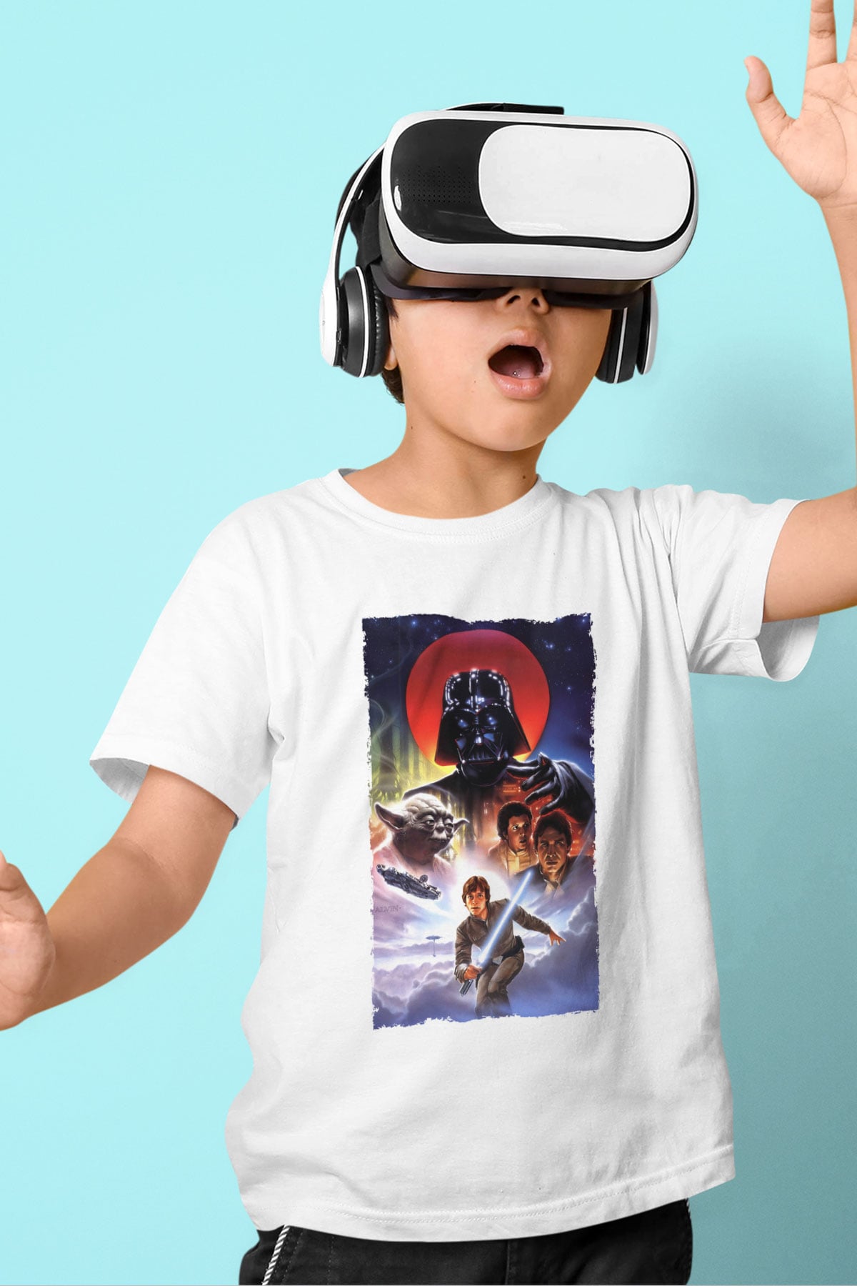Unisex Star Wars İmparator'un Dönüşü (The Empire Strikes Back) Baskılı Beyaz Çocuk Tshirt
